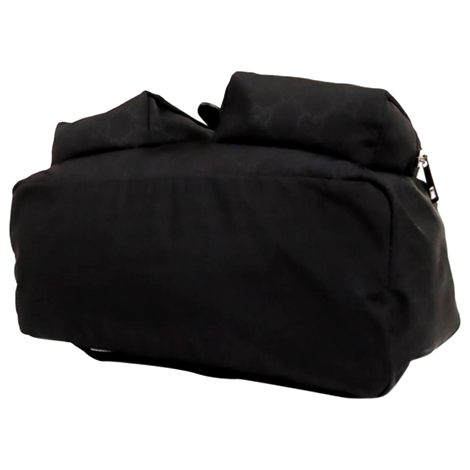 Gucci Nylon Drawstring Backpack Black Leather Cloth ref.82439 - Joli Closet
