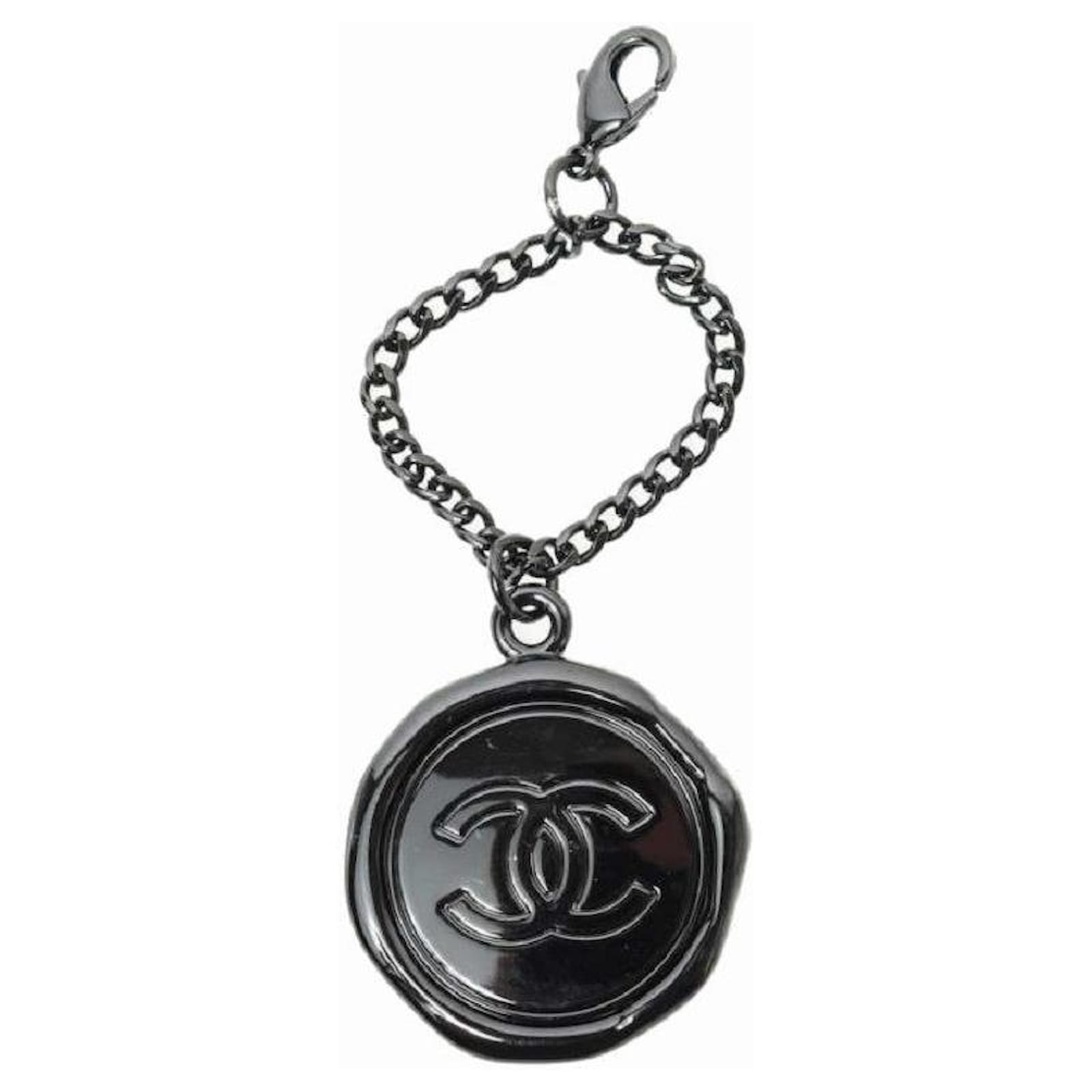Chanel Silvertone Metal Black Enamel Globe Key Chain and Bag Charm -  Yoogi's Closet