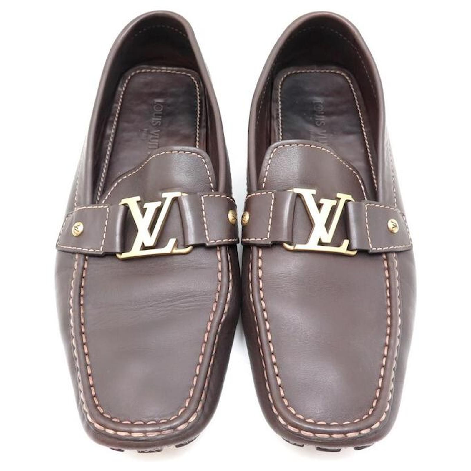 LOUIS VUITTON MONTE CARLO SHOES 11 45 BROWN LEATHER LOAFERS SHOES  ref.437154 - Joli Closet