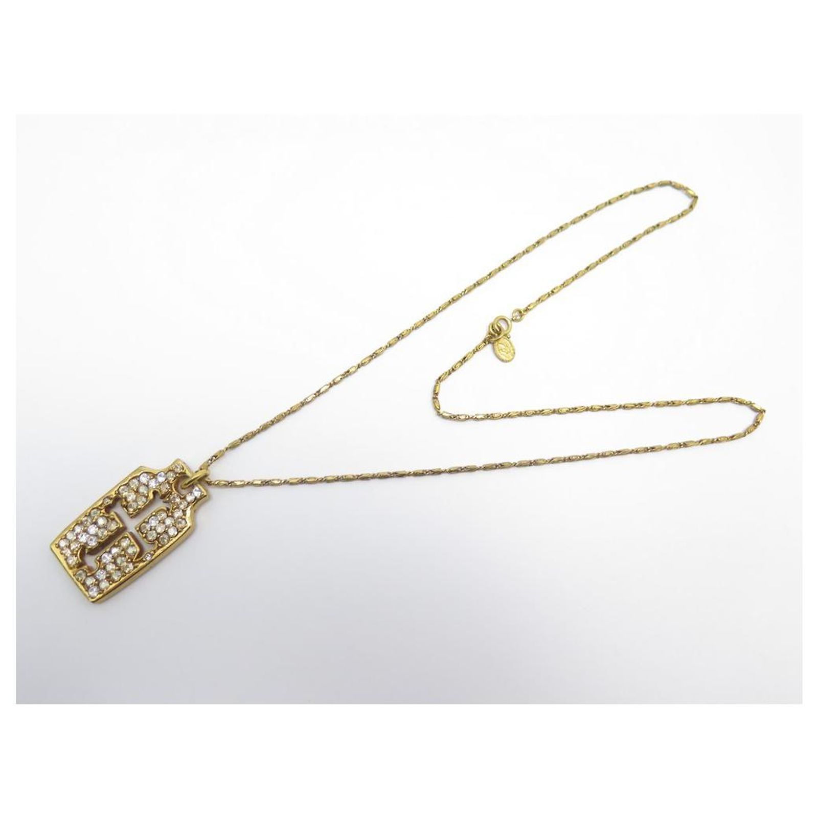 Pendentif Croix En Alliage Doré Avec Strass - Occasion Très Bon état