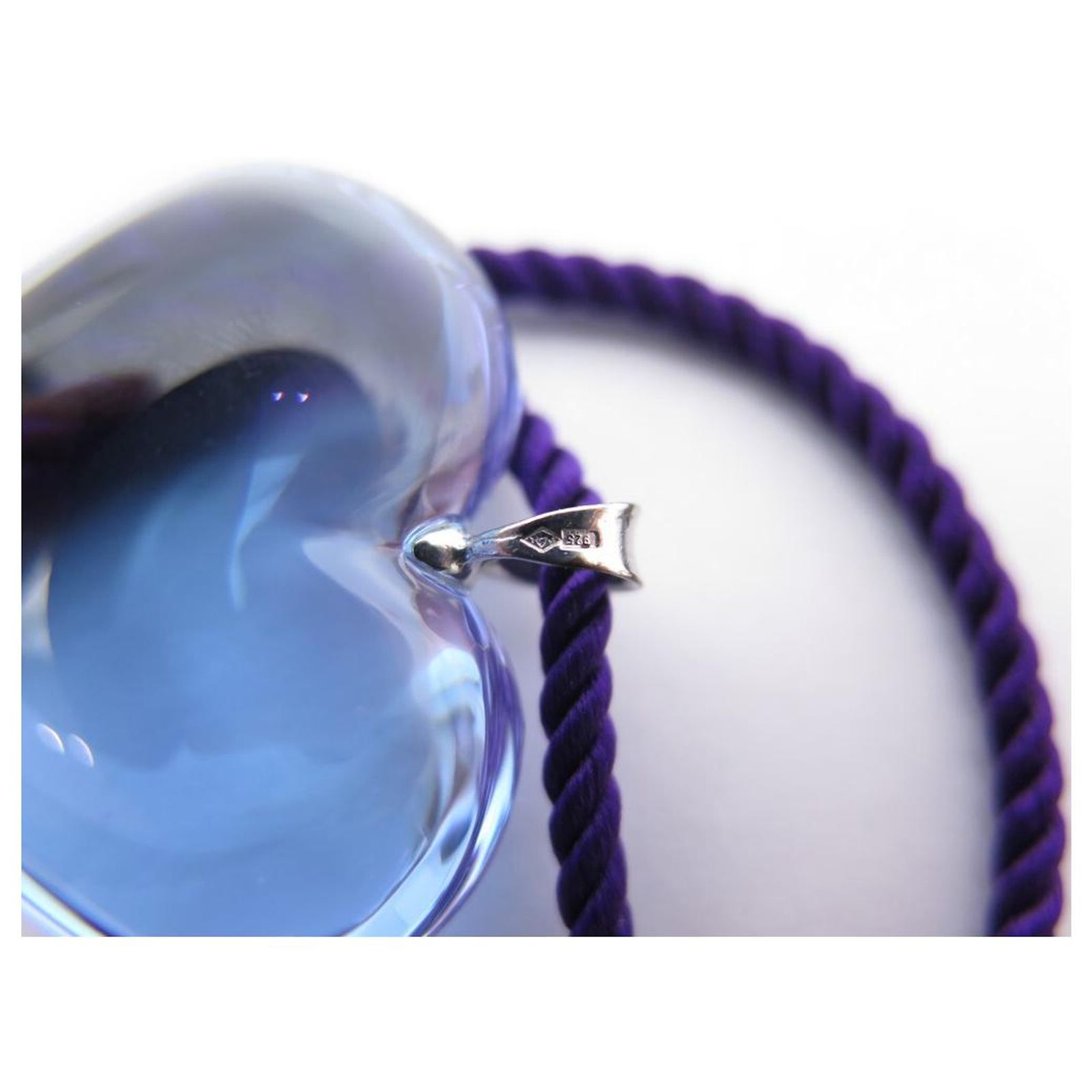 Collier Avec Pendentif Cœur En Cristal Bleu Baccarat - Avec Cordon, Pièce De Collection