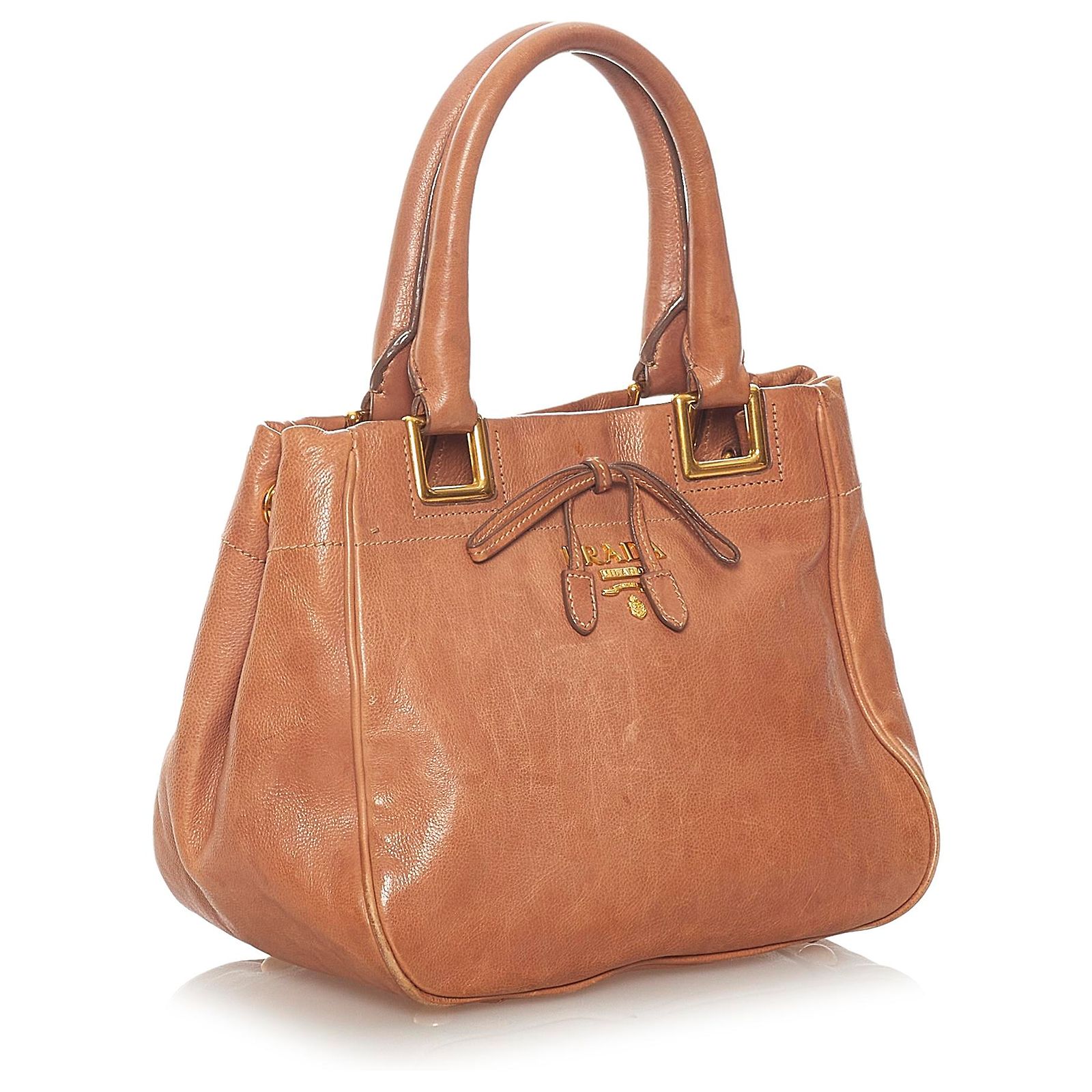 Prada Brown Vitello Shine Satchel Leather Pony-style calfskin ref ...