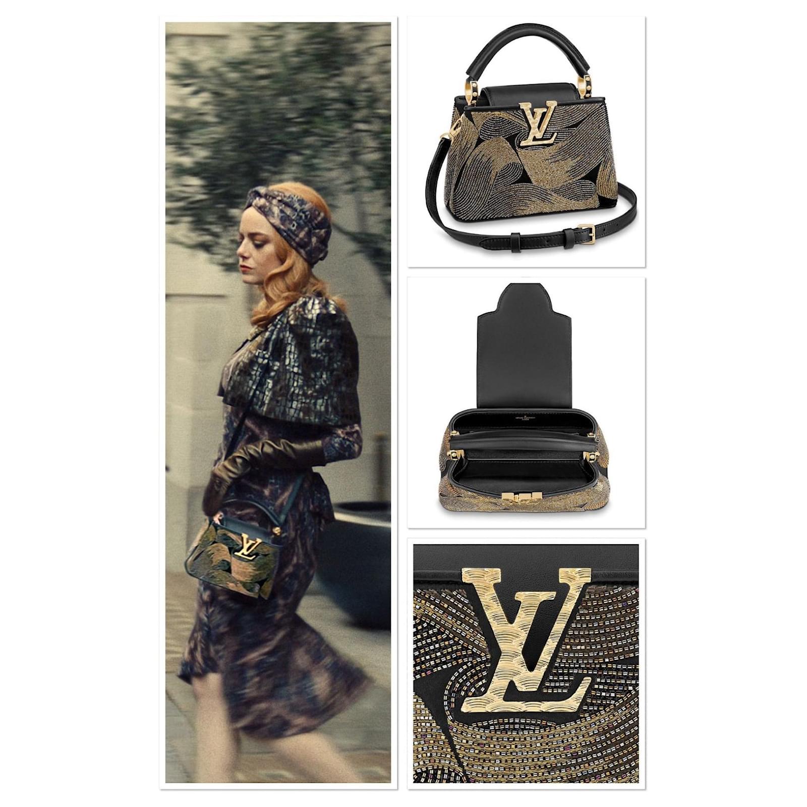 New - Ultra exclusive - Louis Vuitton Capucines Mini Cruella embroidered  with black and gold pearls Golden Leather ref.438235 - Joli Closet