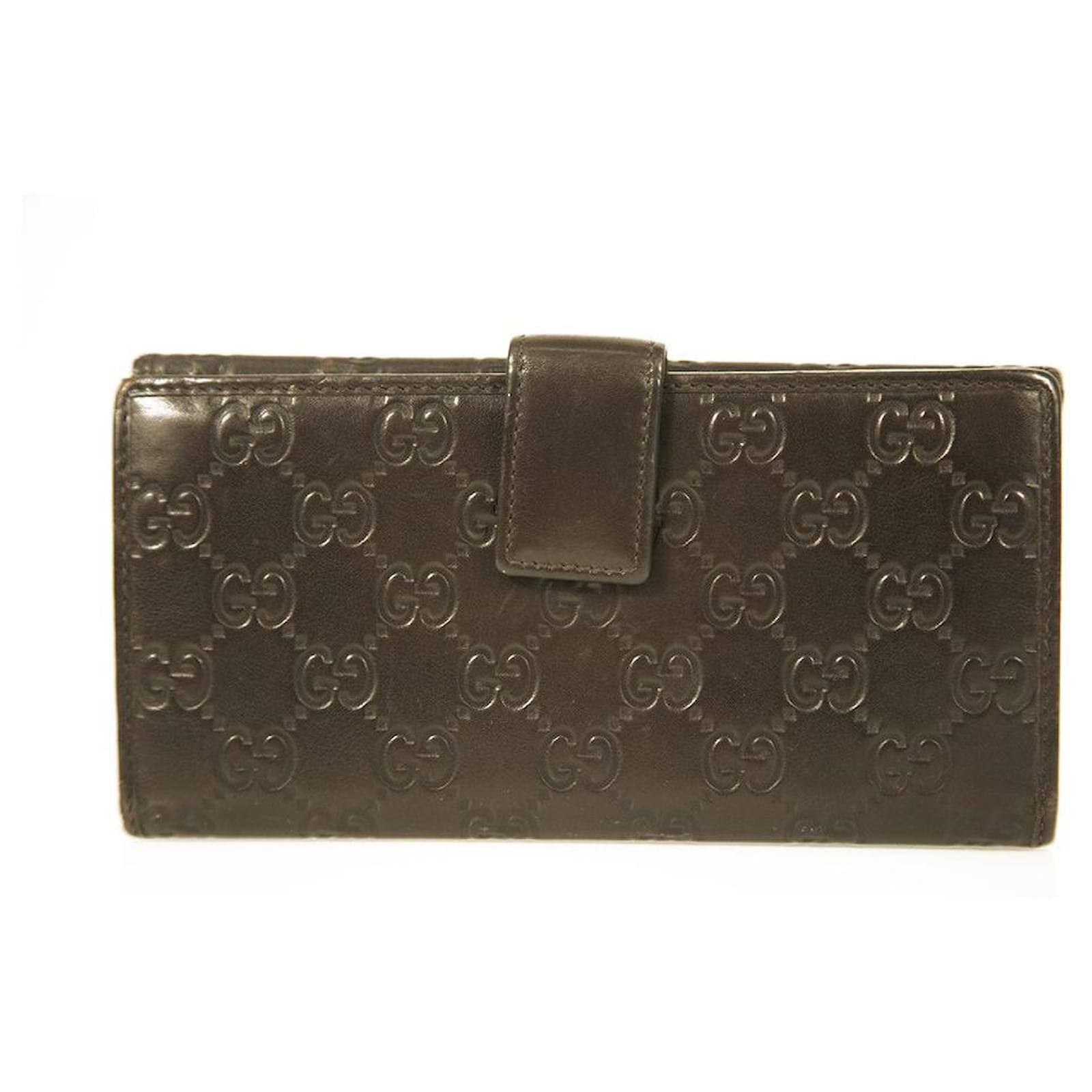 GUCCI Guccissima Continental Flap Dark Brown Leather Bifold Long Wallet ...