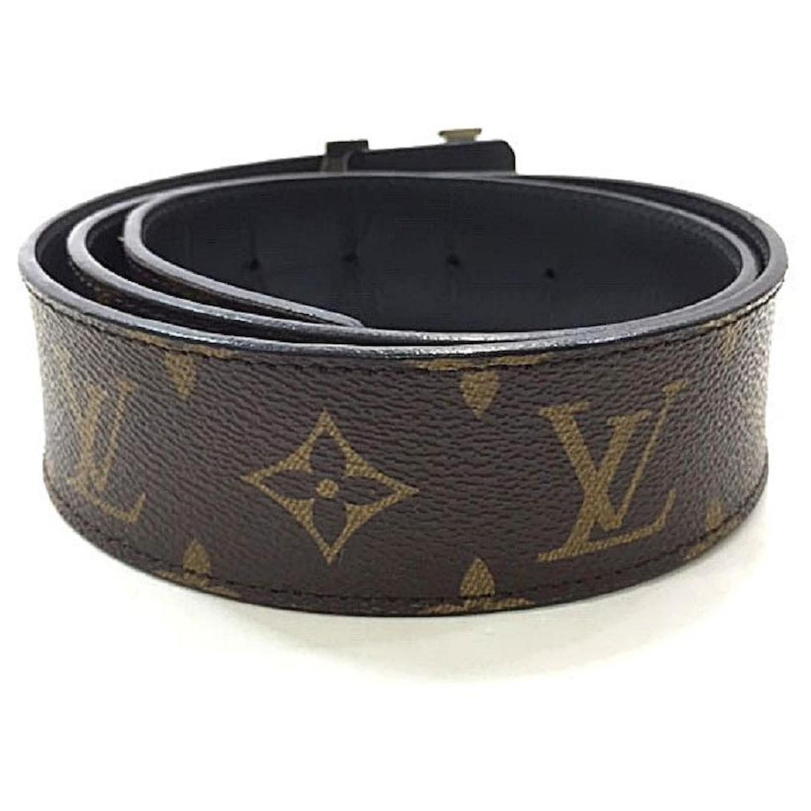 Used] Louis Vuitton Belt Saint-Hul LV Initiative Monogram M9821 Brown Black  Silver Metal Fittings Leather ref.439219 - Joli Closet