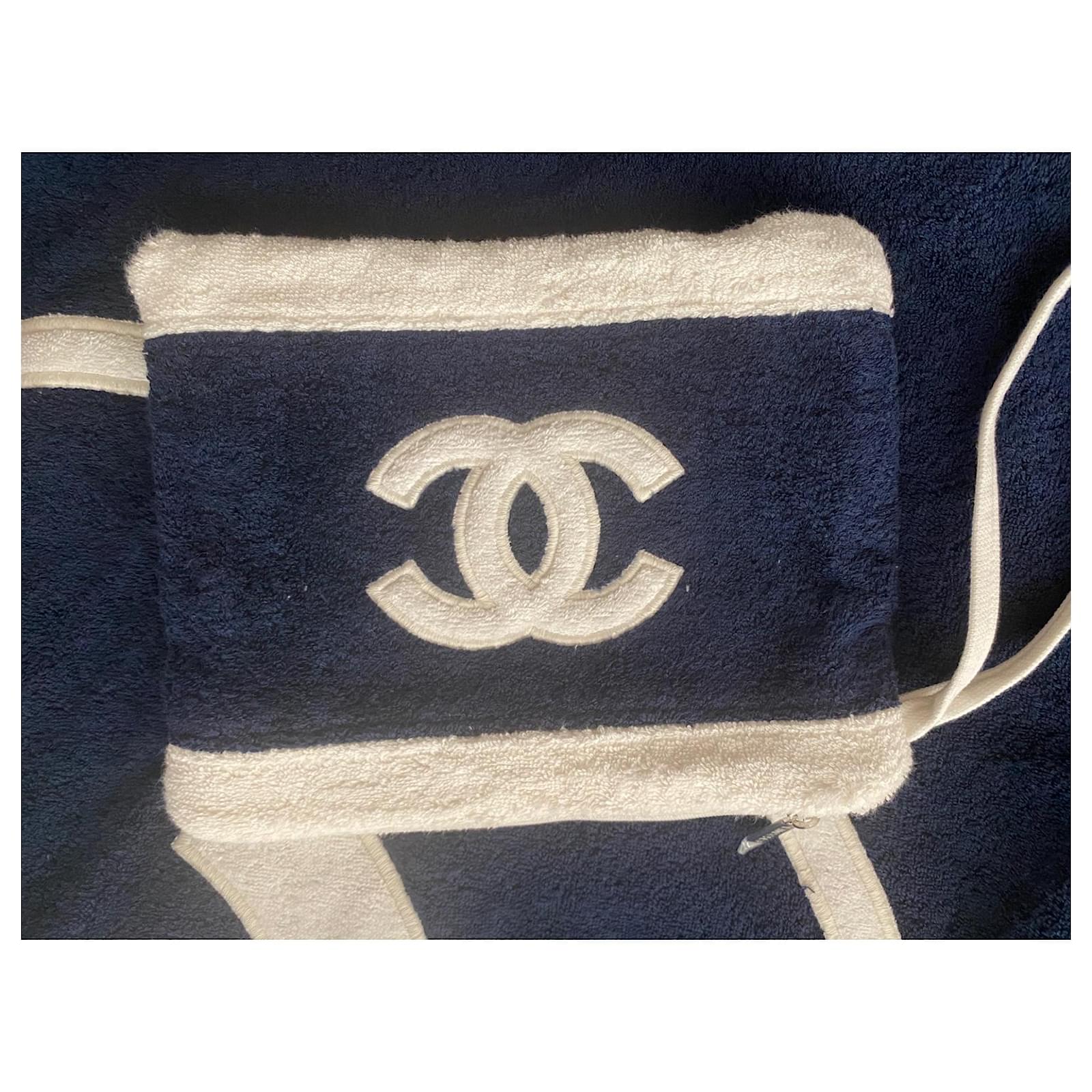 Chanel Navy Terry Beach Set Bag/Towel