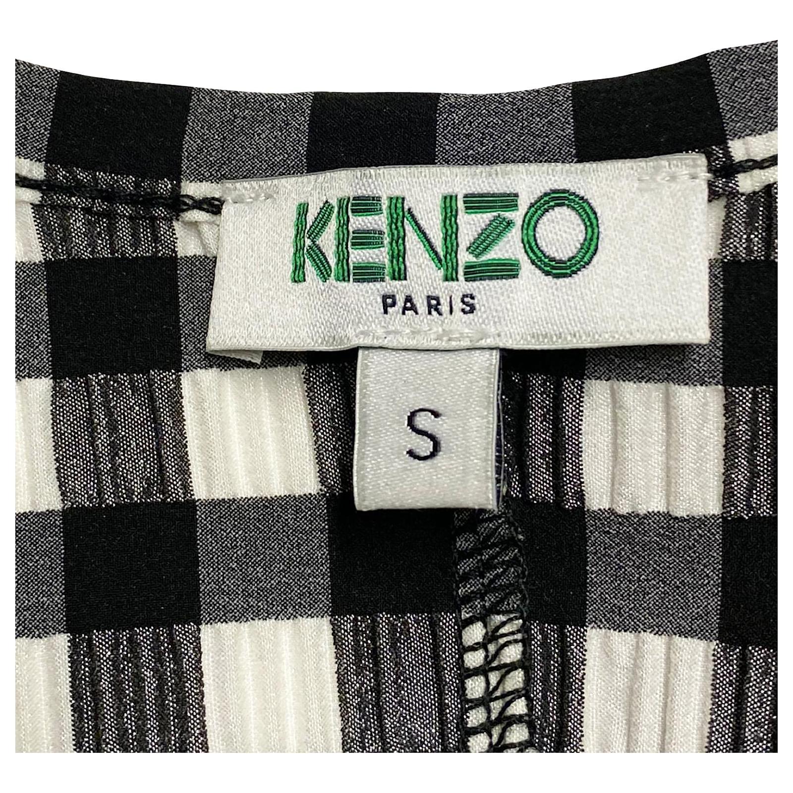 Kenzo Gingham Check Seersucker Midi Dress with Puff Sleeves in ...
