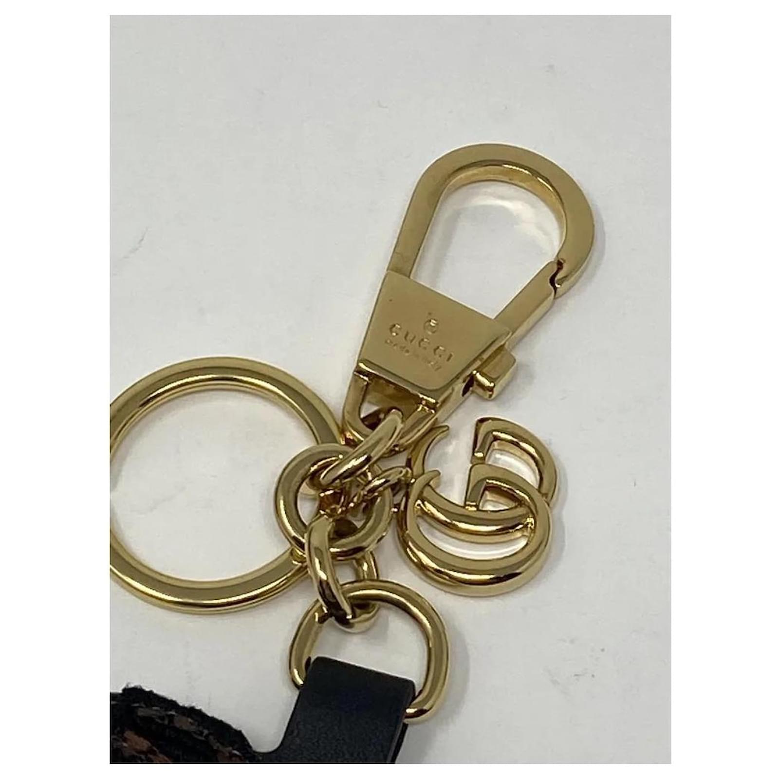 Louis Vuitton Supreme Key Chain Gold Tone Metal Brown Leather