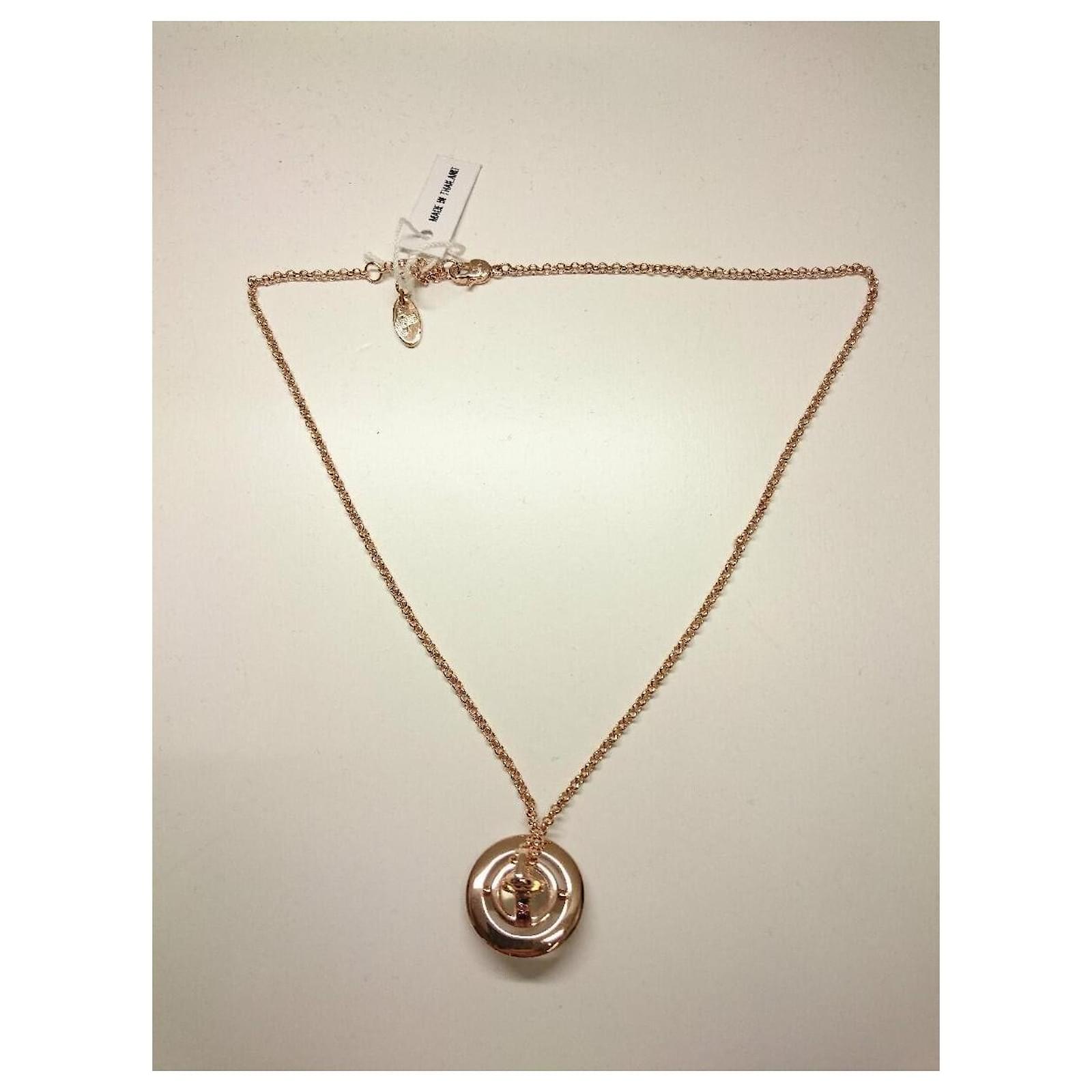 Vivienne Westwood Petite Pendentif / Or Rose / Collier / Pierre de Couleur / GLD Doré ref.440130