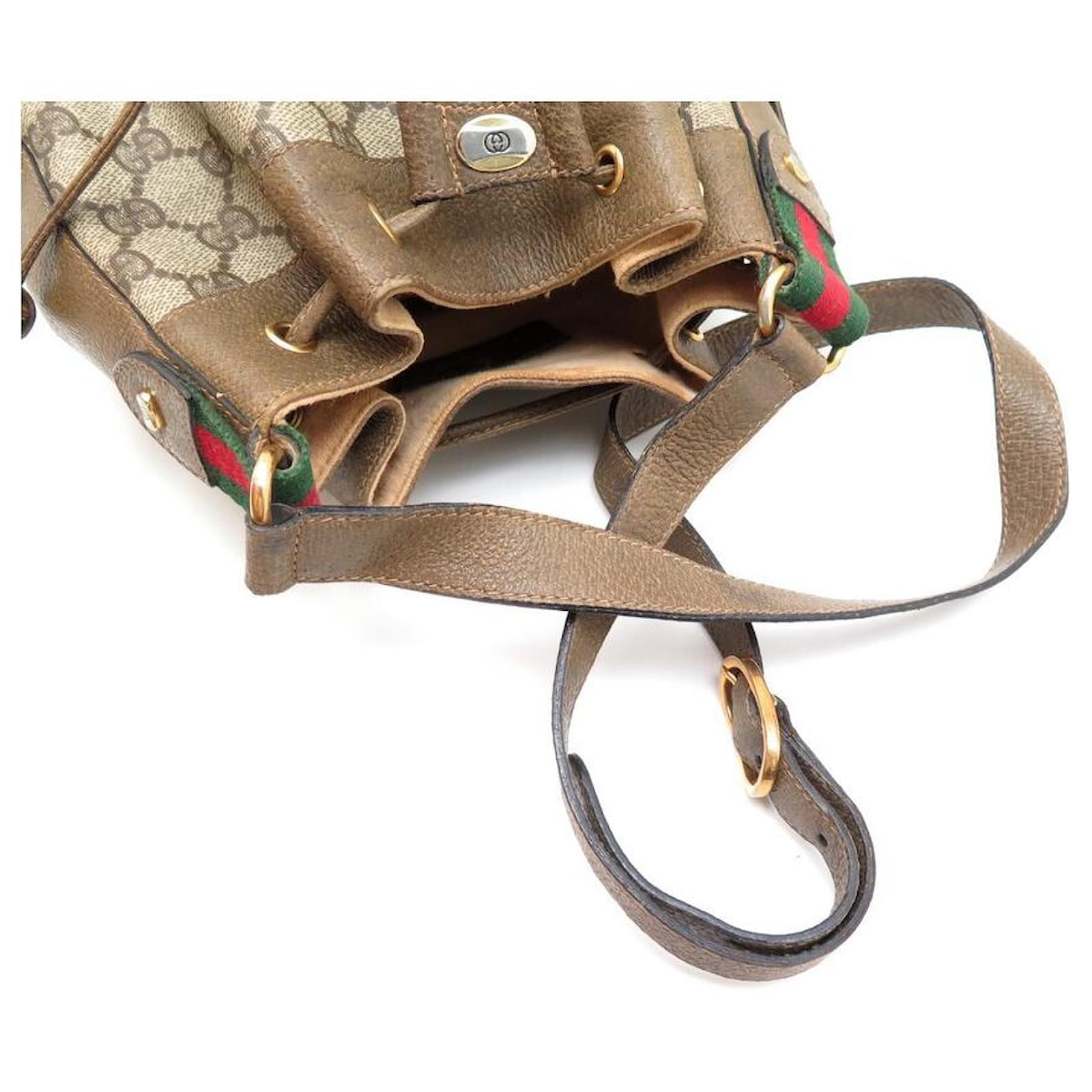 VINTAGE GUCCI BUCKET HANDBAG 41-02-034 MONOGRAM CANVAS