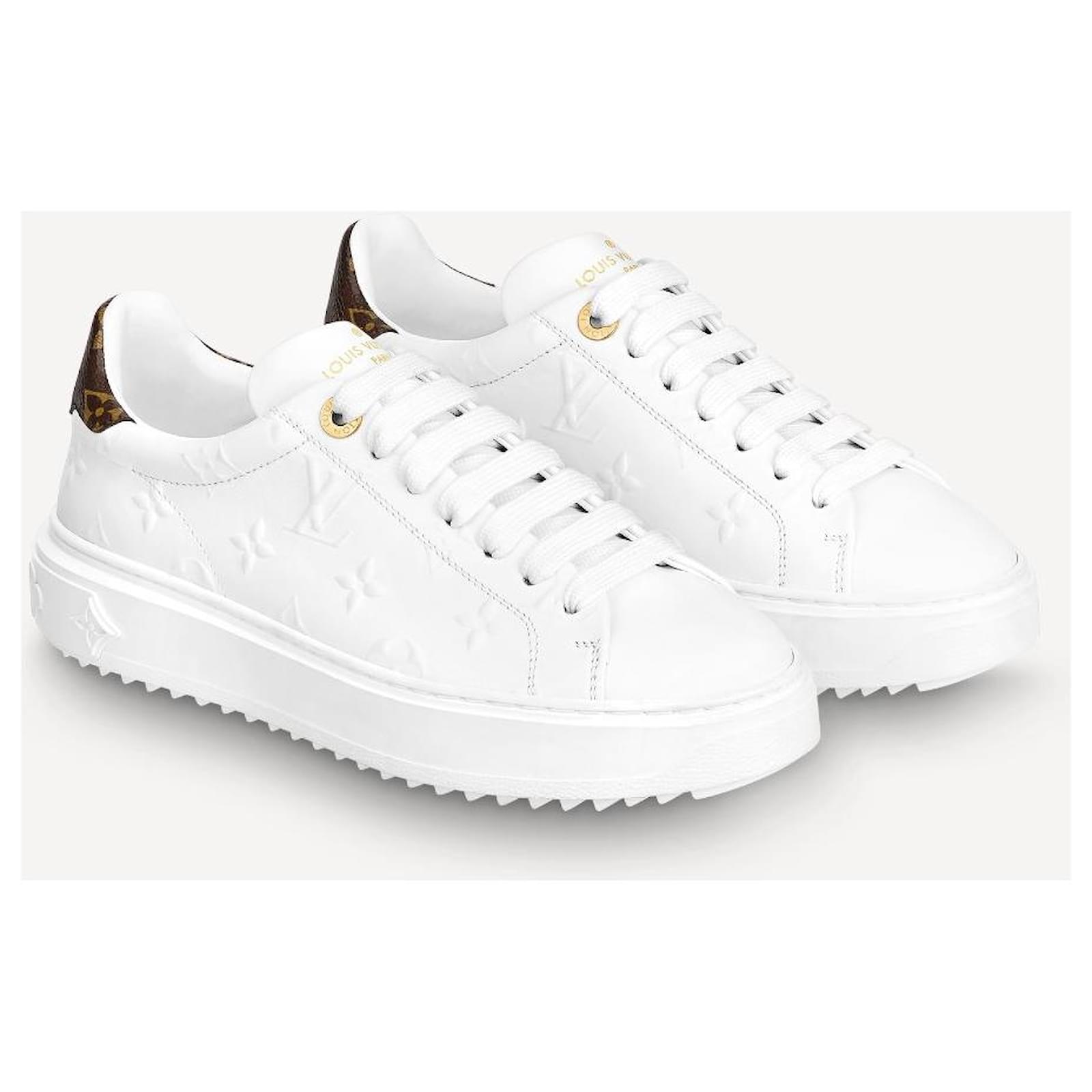 LOUIS VUITTON Calfskin Time Out New Wave Sneakers 40 White 1199358