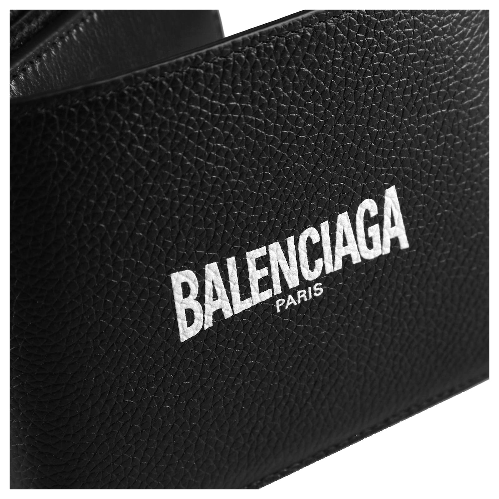 Balenciaga Men's Cash Square folded coin wallet Black Leather ref ...