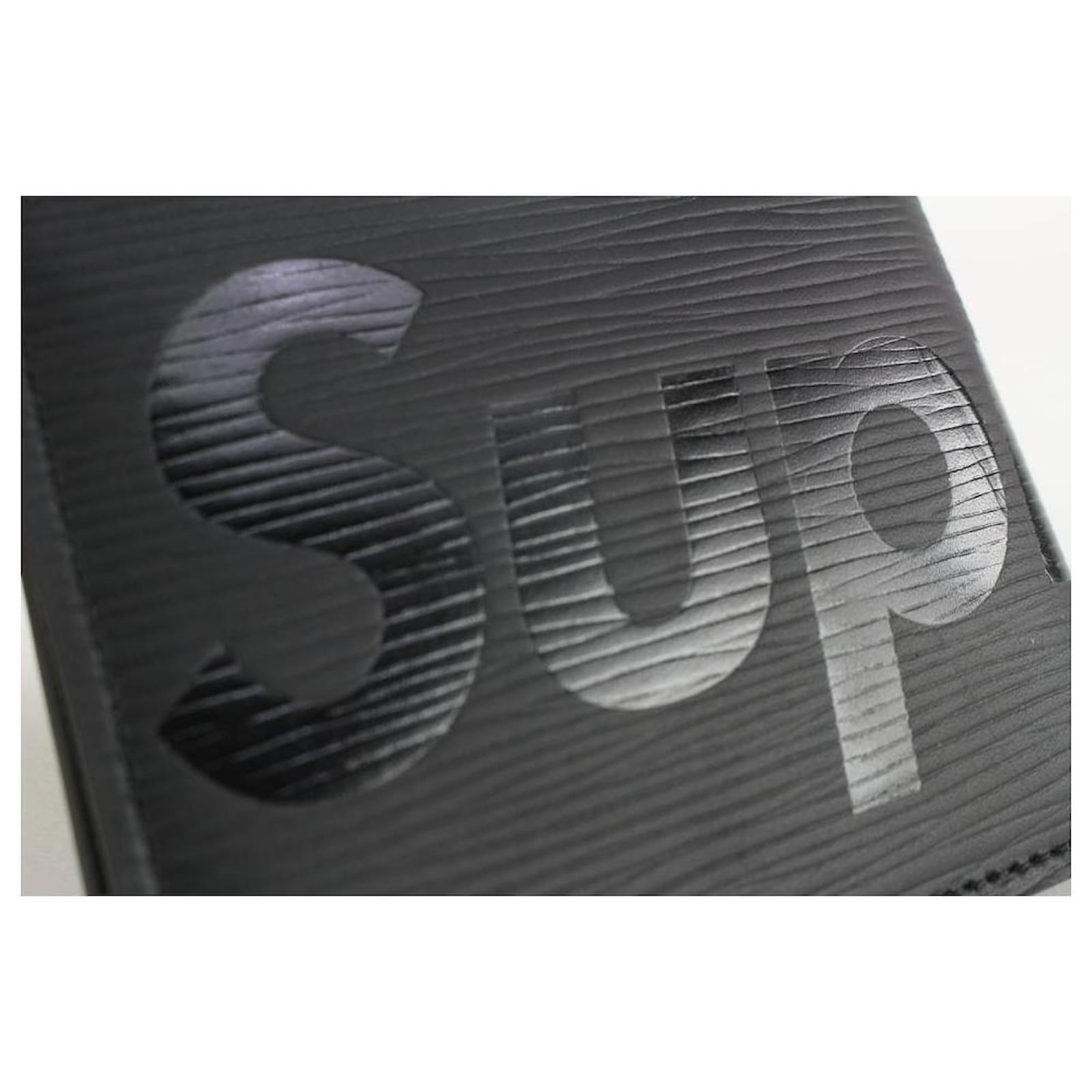 Louis Vuitton LV x Supreme Black Epi Leather Noir Slender Men's Wallet  ref.441471