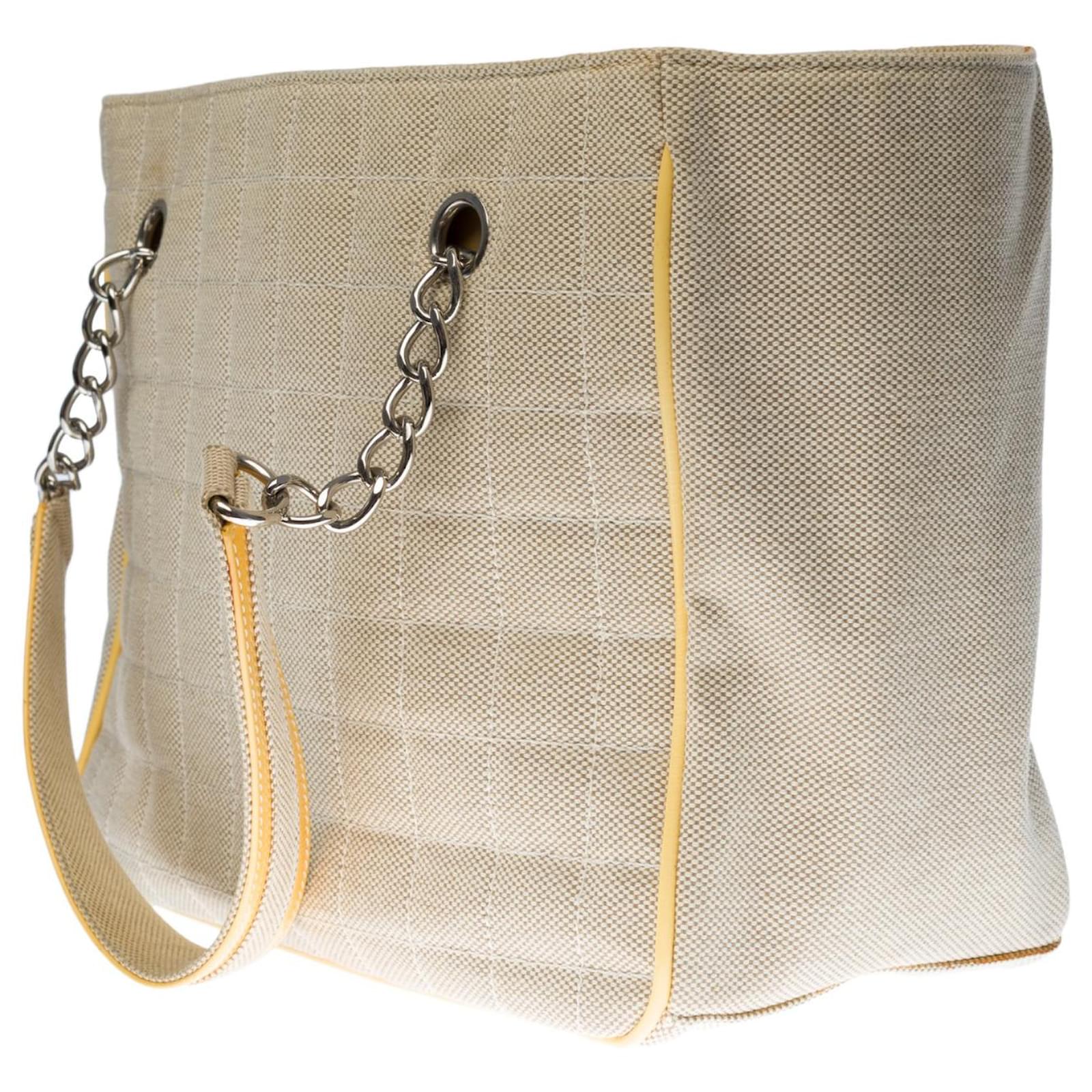 Chanel Camelia N° bag5 beige canvas tote bag , Garniture en métal ...