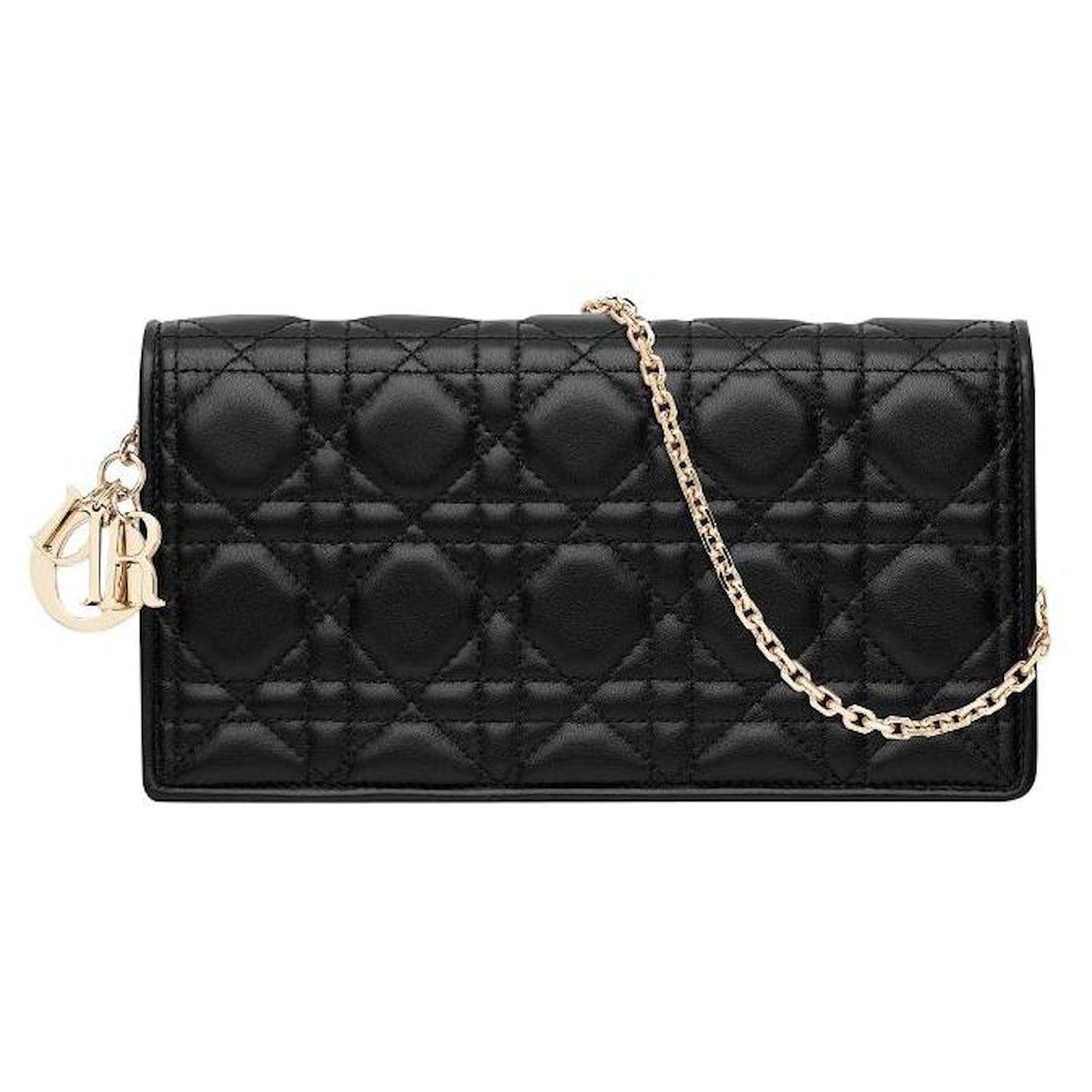 Christian Dior Lady Dior Clutch aus schwarzem CannageLammleder