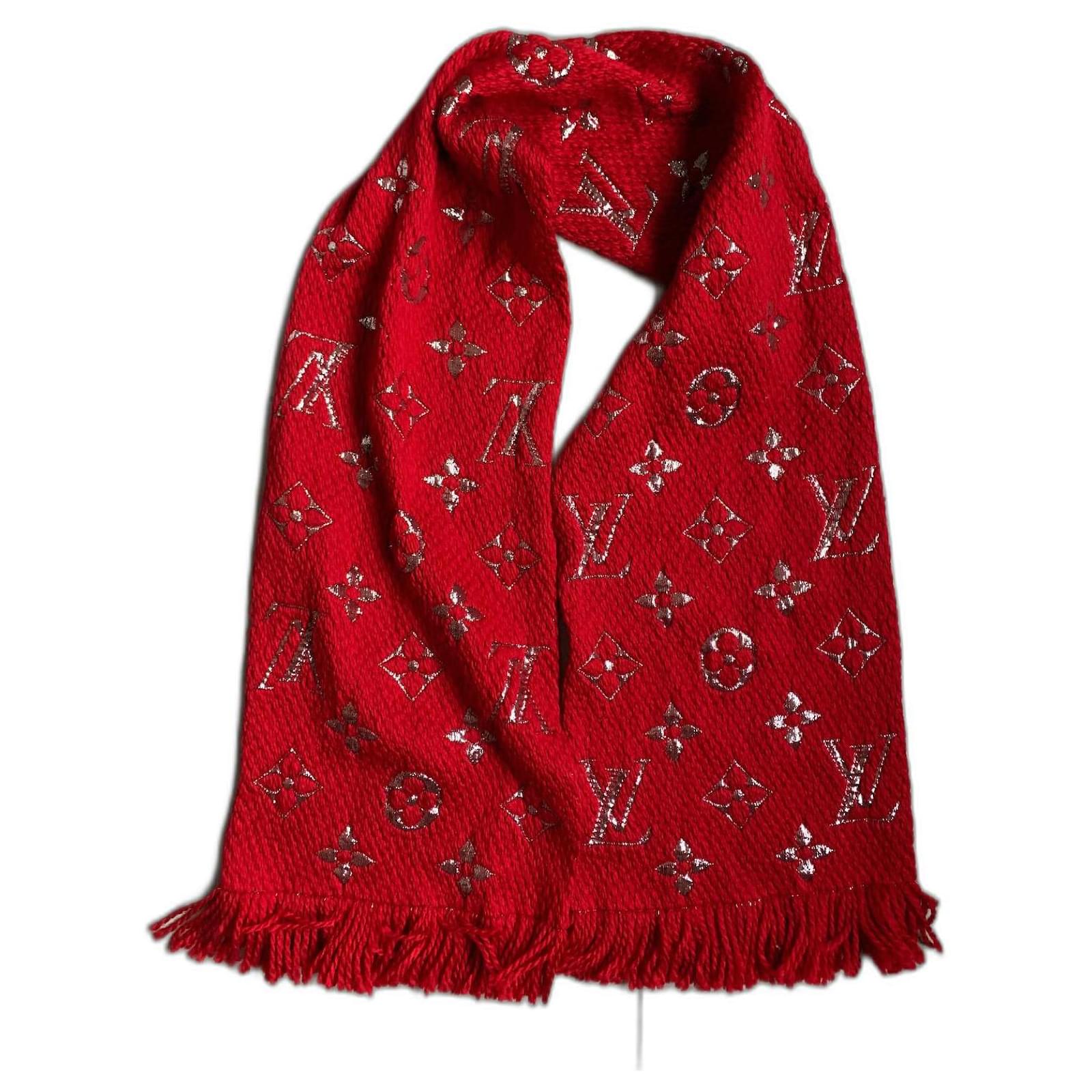 Louis Vuitton Logomania Shine Silvery Red Silk Wool Ref Joli Closet