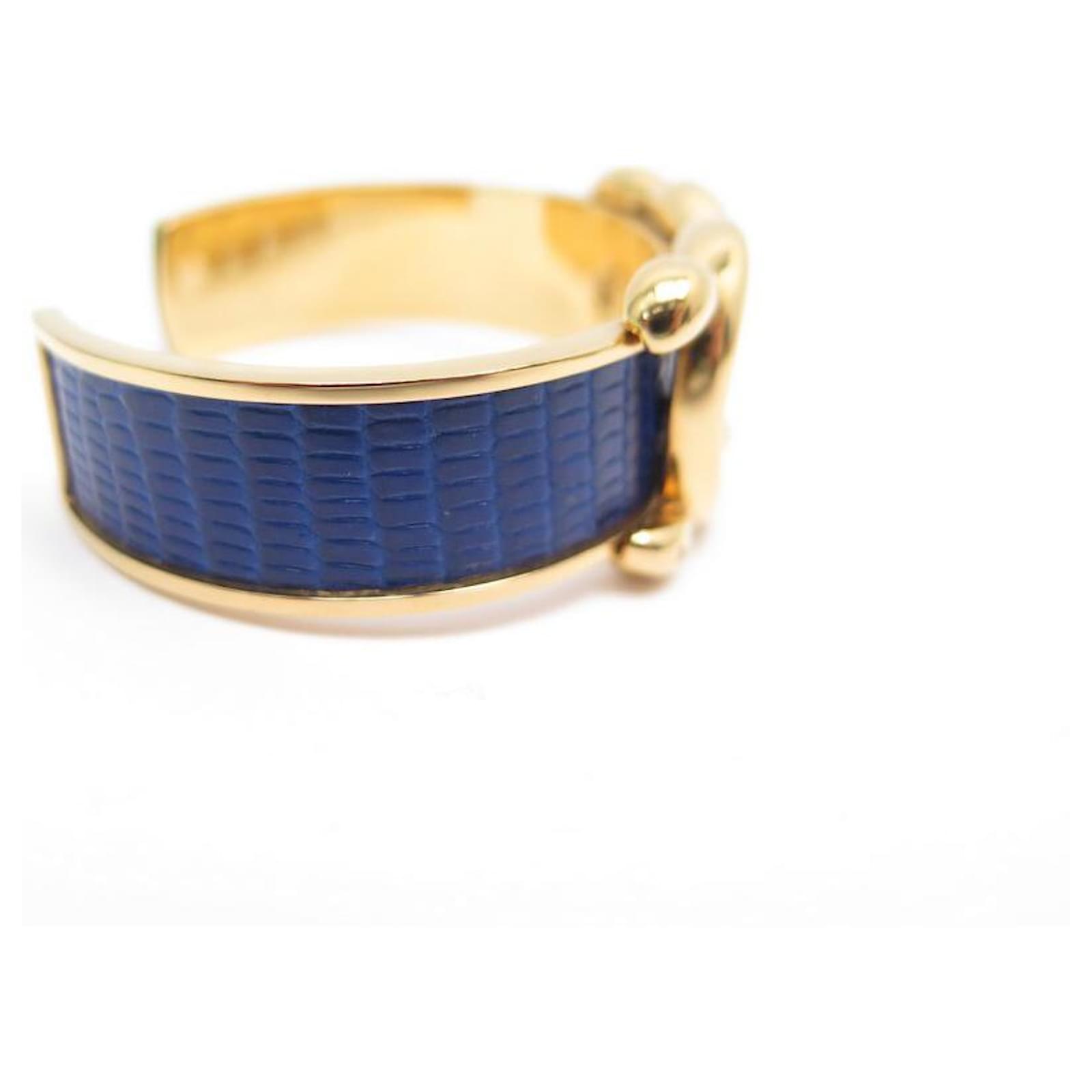 Hermès HERMES MARIN KNOTS BRACELET IN BLUE NILE VARAN LEATHER GOLD