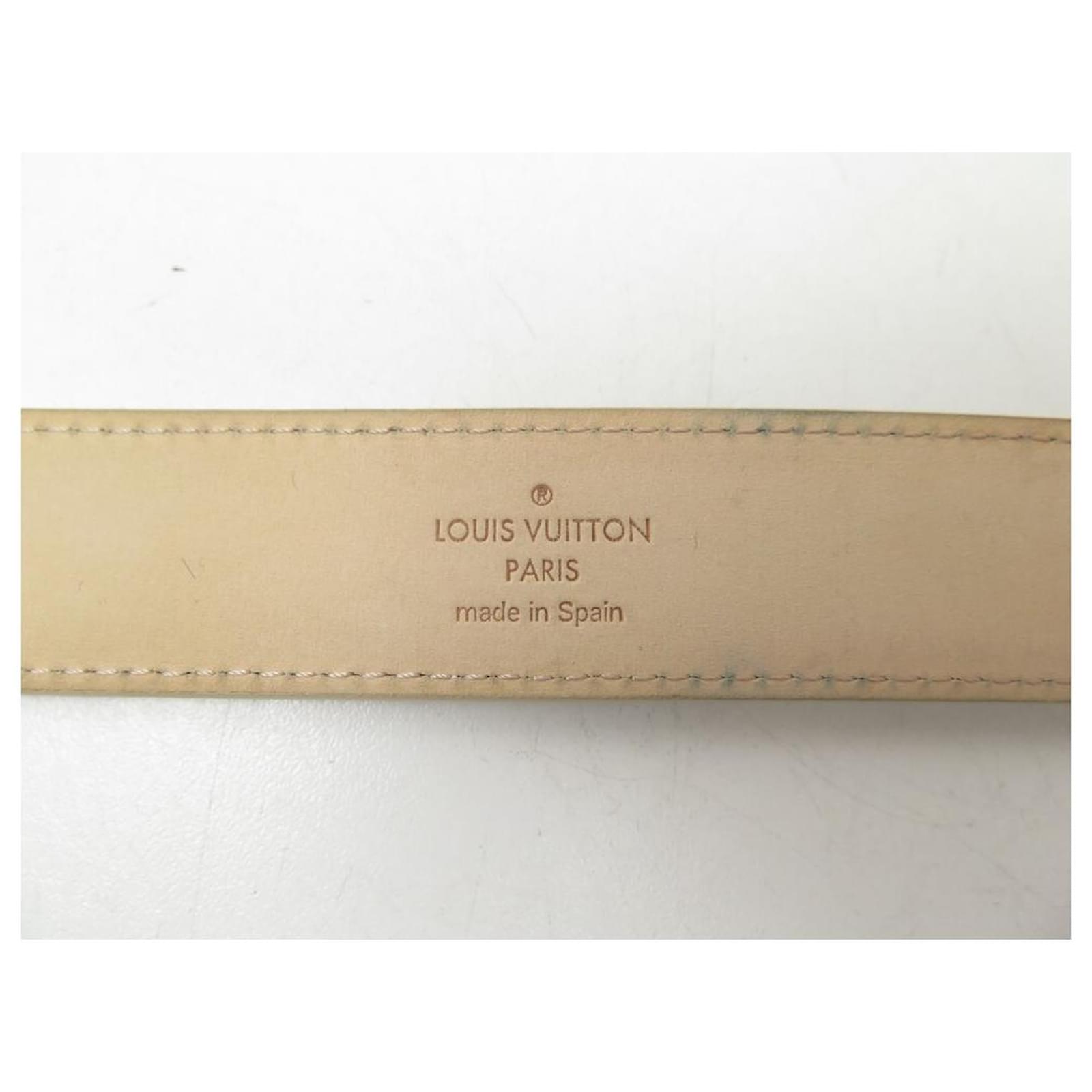 Louis Vuitton Belt M9730 TREASURE SIZE 85 CANVAS BELT CHECKED AZUR CANVAS  Beige Cloth ref.444600 - Joli Closet