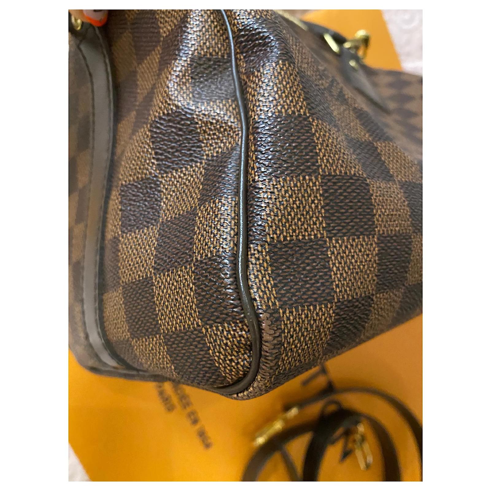 Louis Vuitton Speedy Bandouliere 25 damier ebene Brown Gold hardware  Leather Cotton ref.444984 - Joli Closet