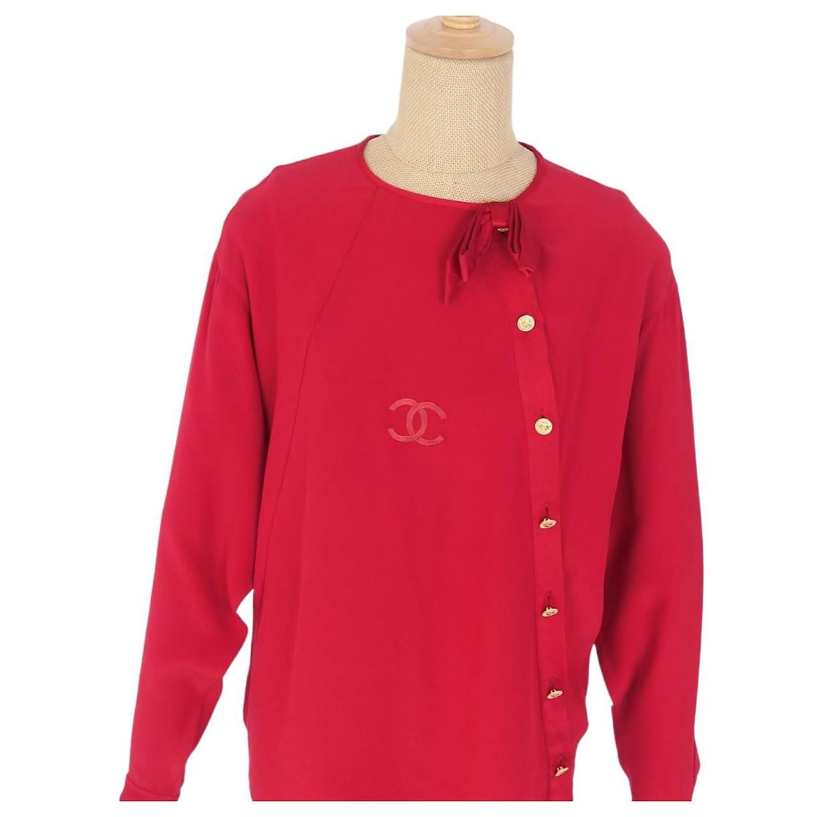 CHANEL Authentic COCO Mark Button Shirt Blouse Women Used from Japan