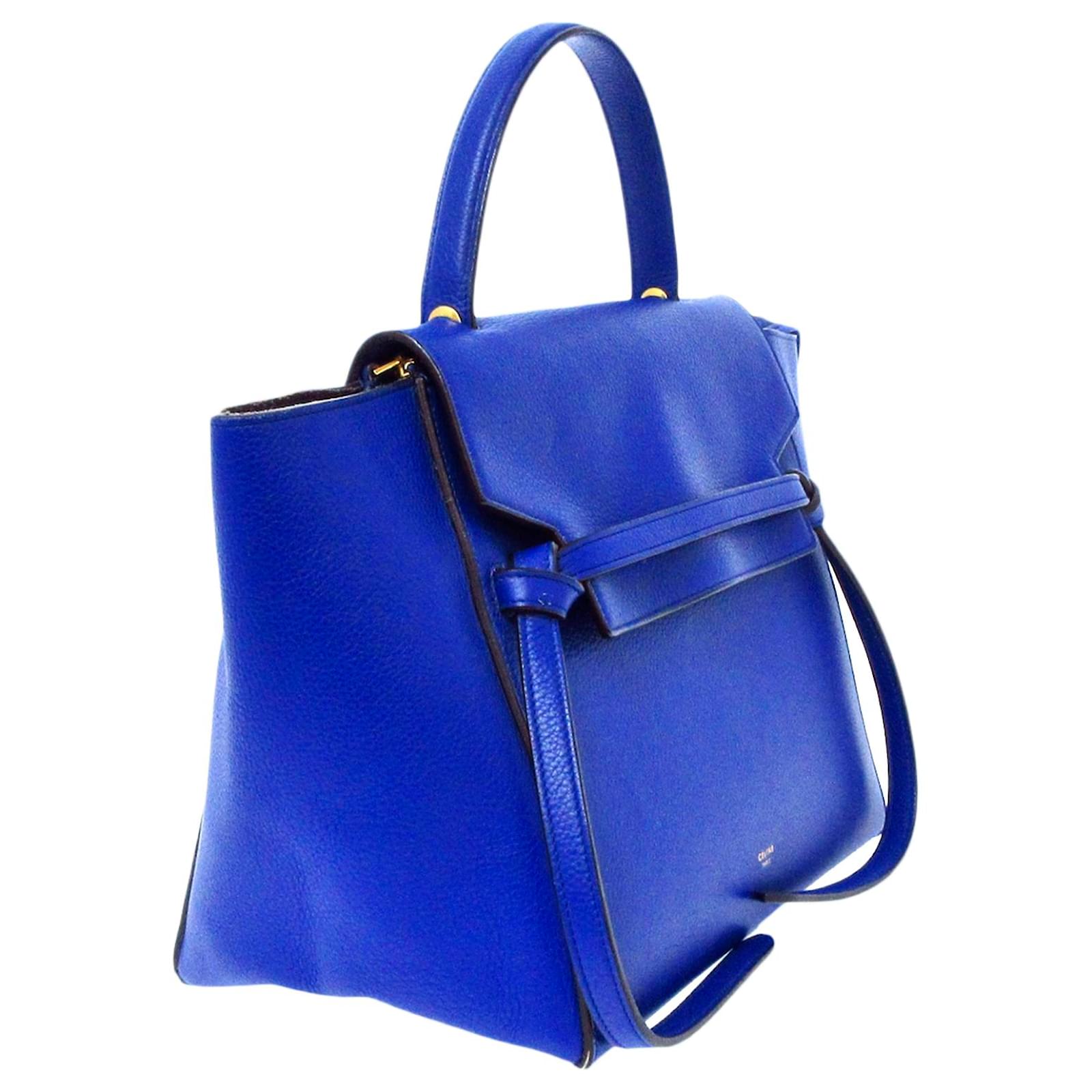 Céline Mini Belt Bag in Blue Calfskin Leather Pony-style calfskin