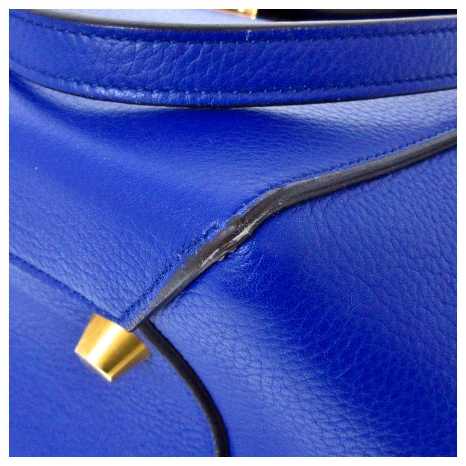 Céline Mini Belt Bag in Blue Calfskin Leather Pony-style calfskin