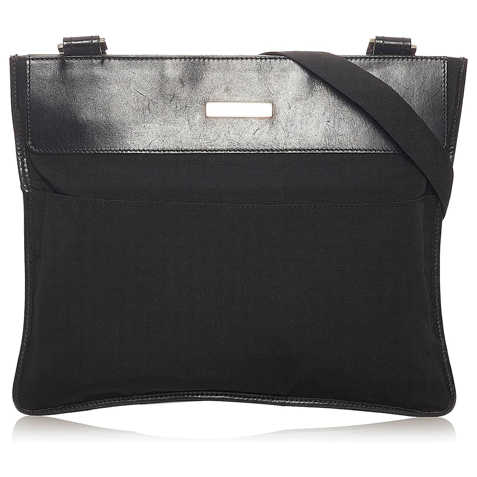 Gucci Black Nylon Crossbody Bag Leather Ponystyle calfskin Cloth ref