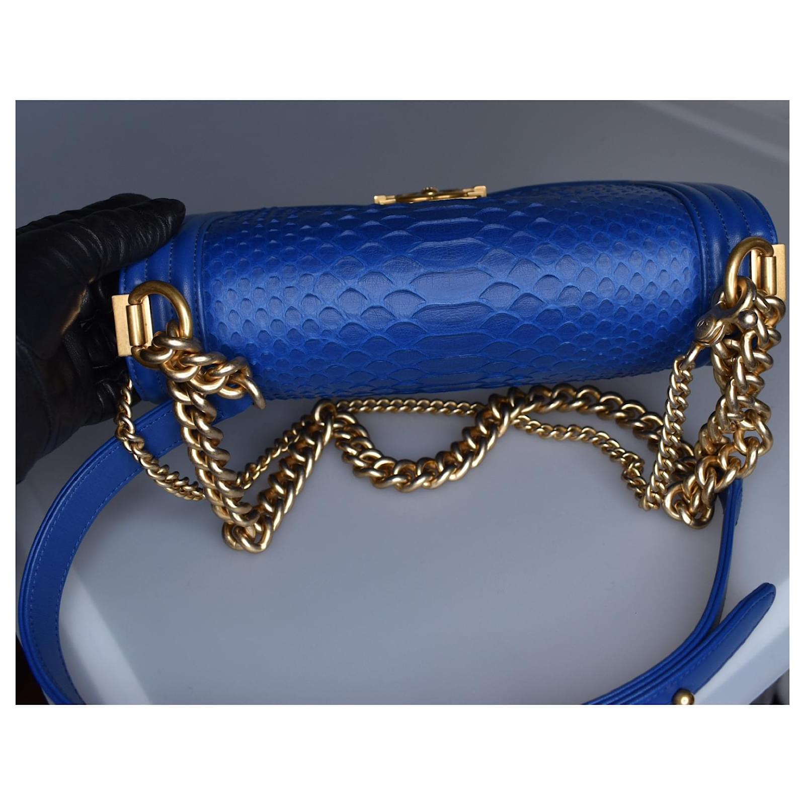 CHANEL METALLIC GOLD PYTHON LEATHER MEDIUM BOY FLAP BAG – Caroline's  Fashion Luxuries