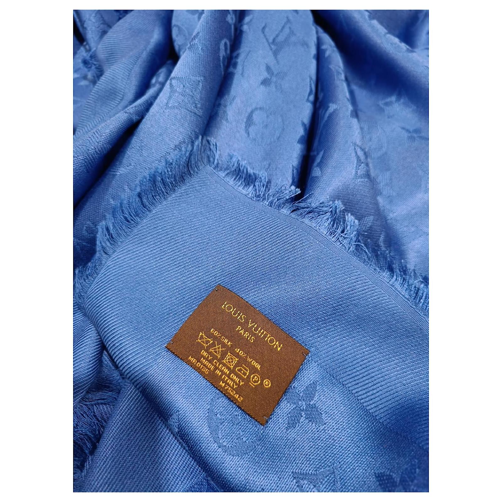 Louis Vuitton Classic Monogram Royal Blue Scarf Silk Wool ref.446815 ...