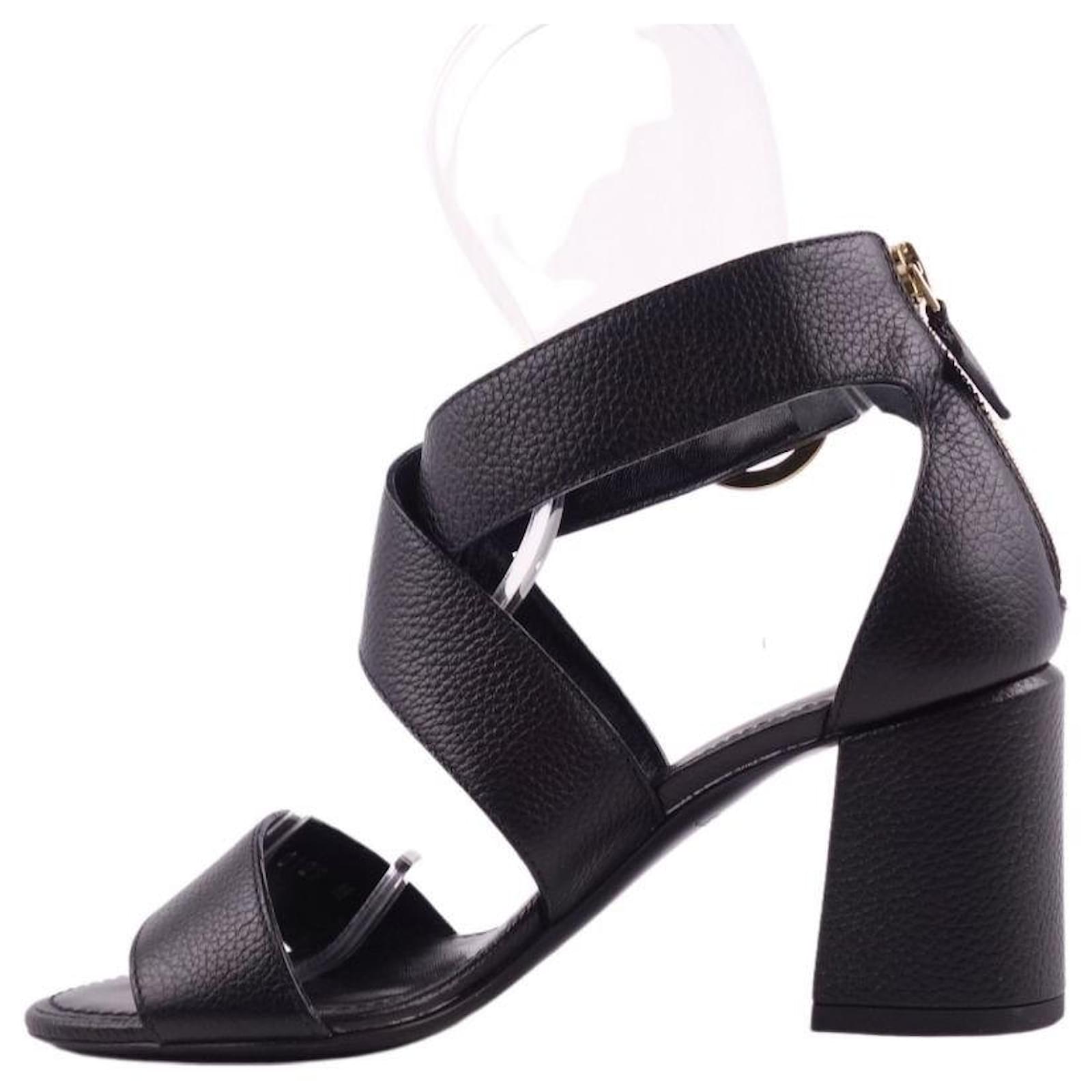 LOUIS VUITTON Sandals Horizon Line LV Logo Metal Fittings Calf Leather  Shoes Shoes Women's Black Size 35 (22cm equivalent) ref.446954 - Joli Closet