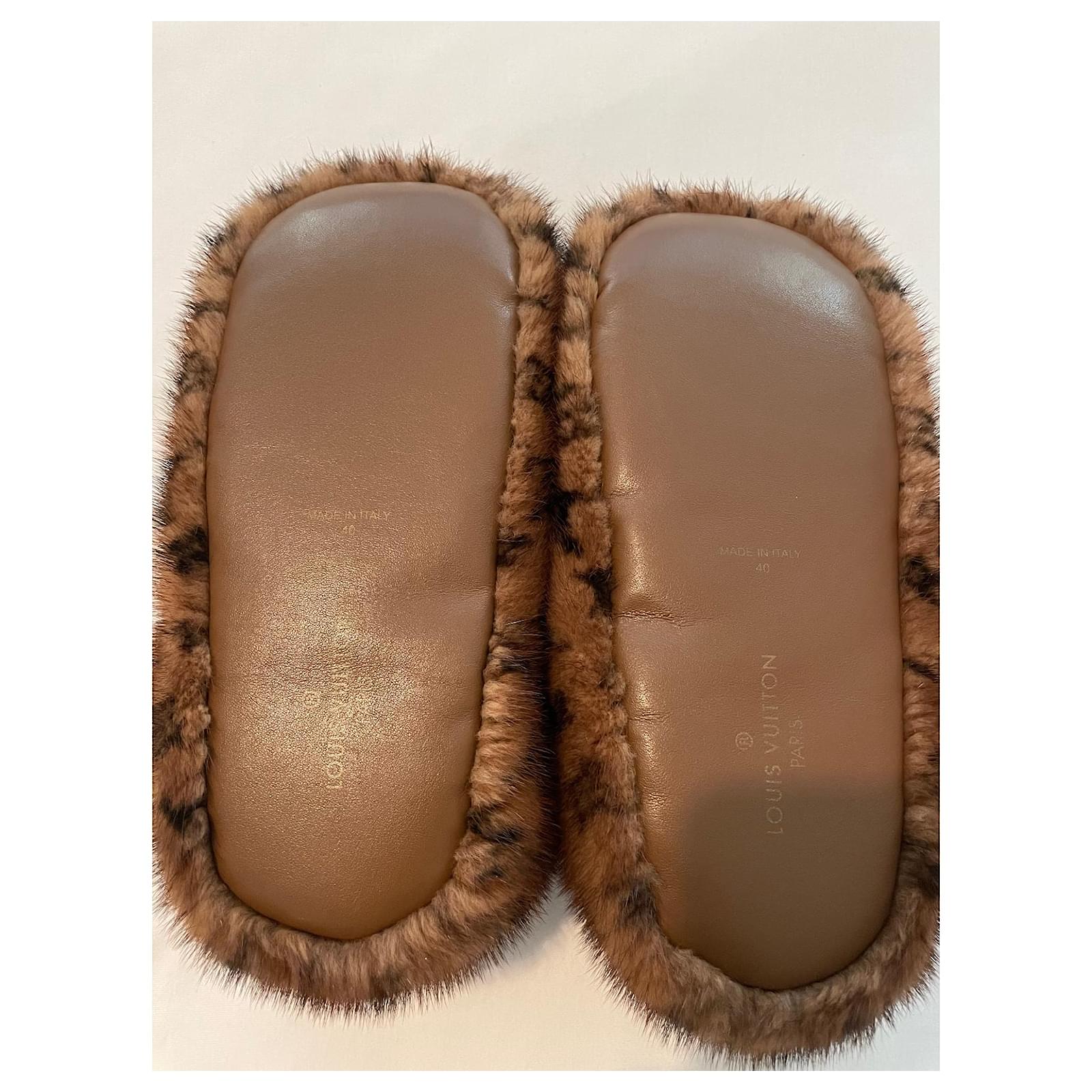 vuitton mink slippers