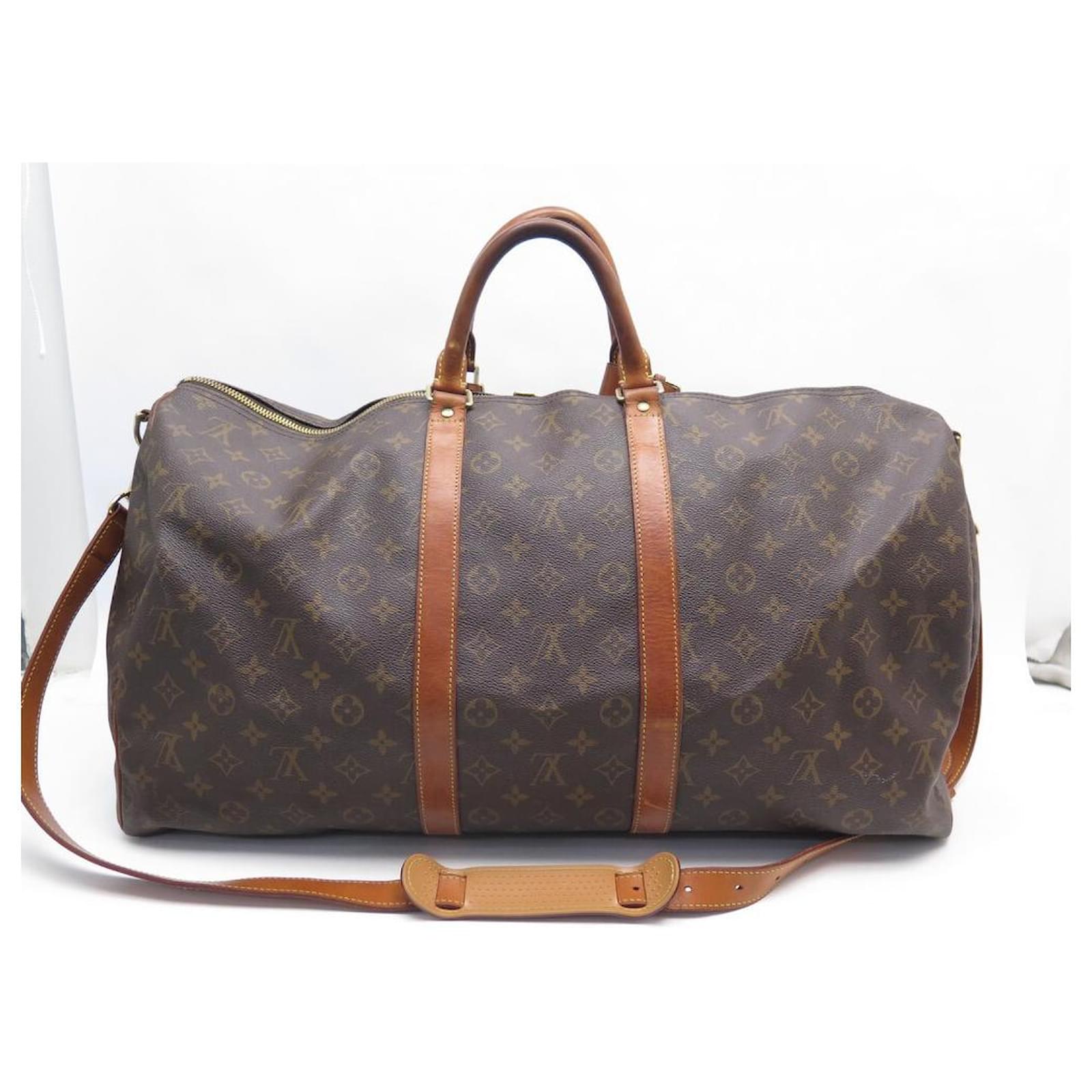 Louis Vuitton Keepall Travel Bag 55 LV BAG MONOGRAM CANVAS SHOULDER STRAP  Brown Leather ref.447782 - Joli Closet