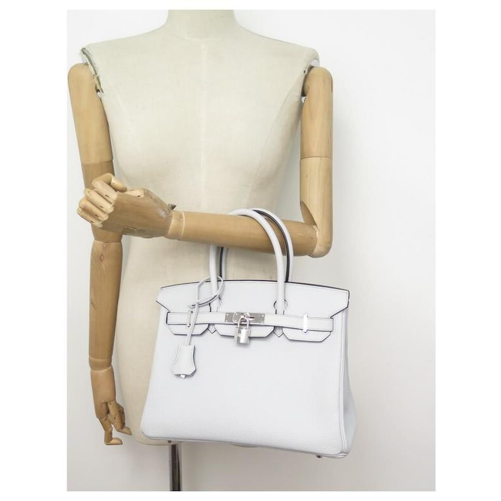 Hermès NEW HERMES BIRKIN HANDBAG 30 PALE BLUE TAURILLON CLEMENCE LEATHER +  BAG BOX ref.447818 - Joli Closet