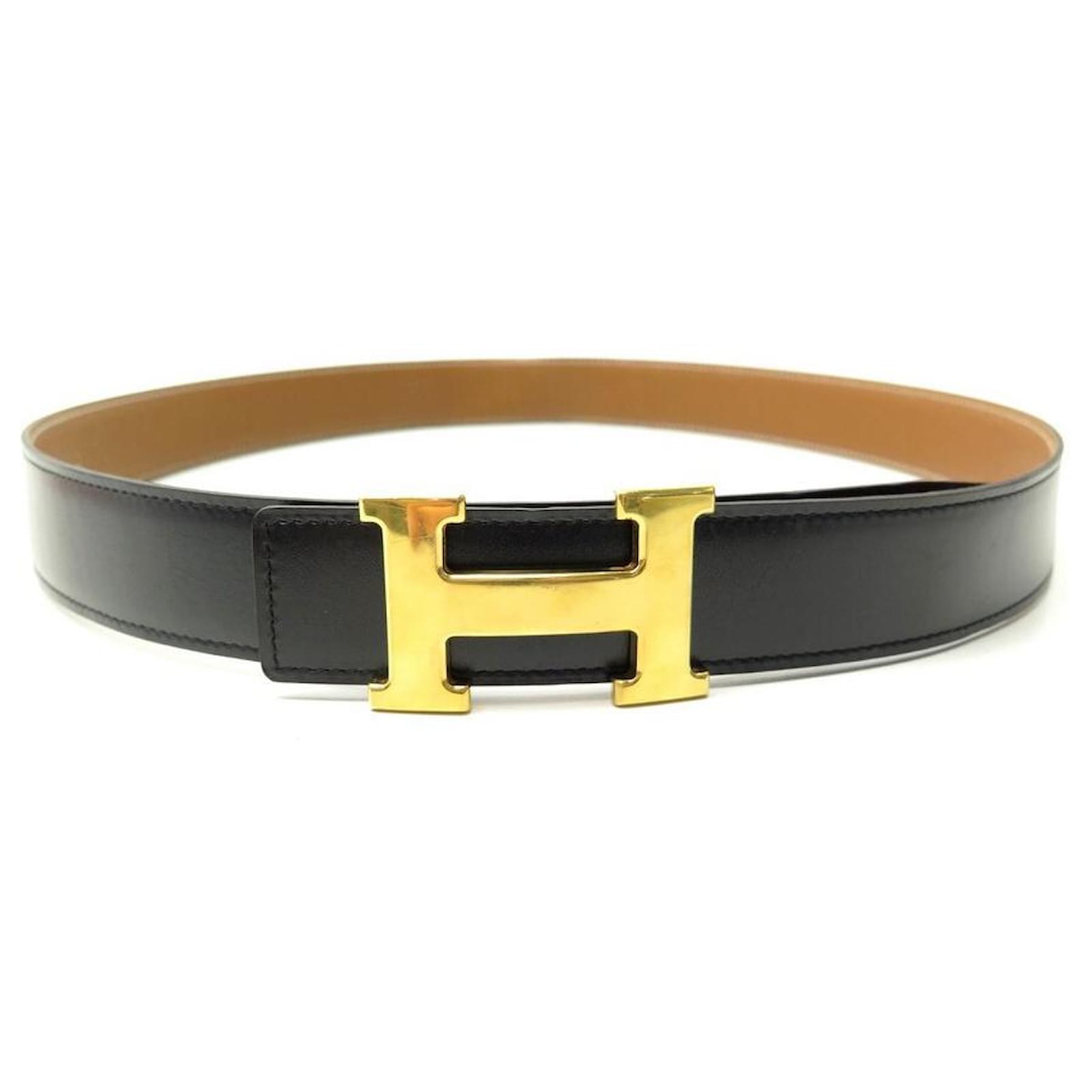Hermès HERMES BELT BUCKLE H GOLD LINK 95 REVERSIBLE BLACK