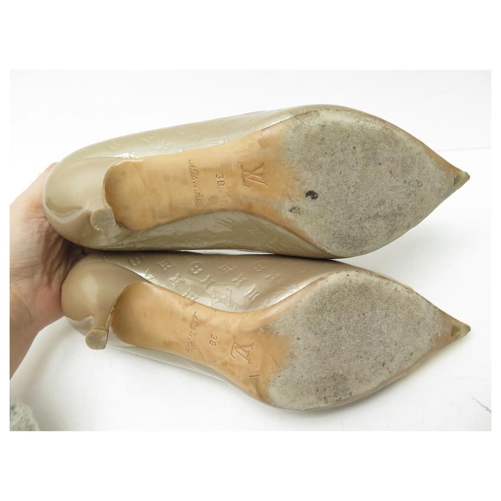 LOUIS VUITTON ALLAMANDA SHOES MONOGRAM PATENT LEATHER 38 PUMPS SHOES Beige  ref.447975 - Joli Closet