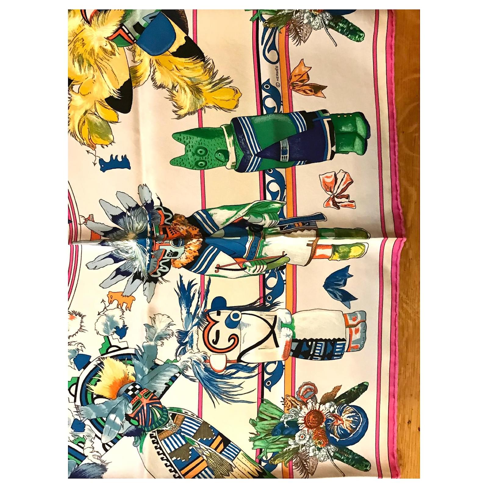 Hermes Scarf Kachinas - Blue & Black