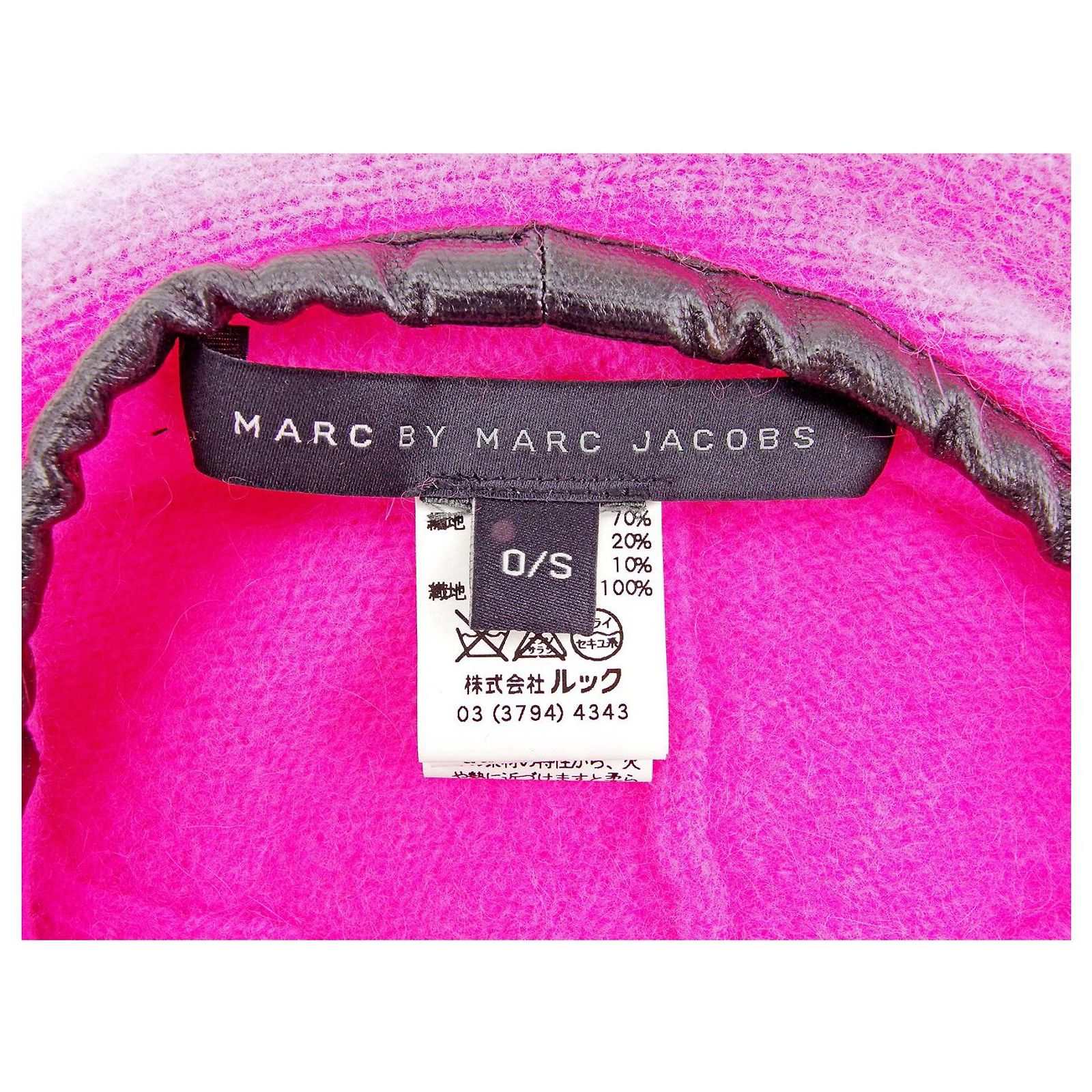Used] Hat Beret Pink x Black Ribbon Knit Mark by Marc Jacobs 