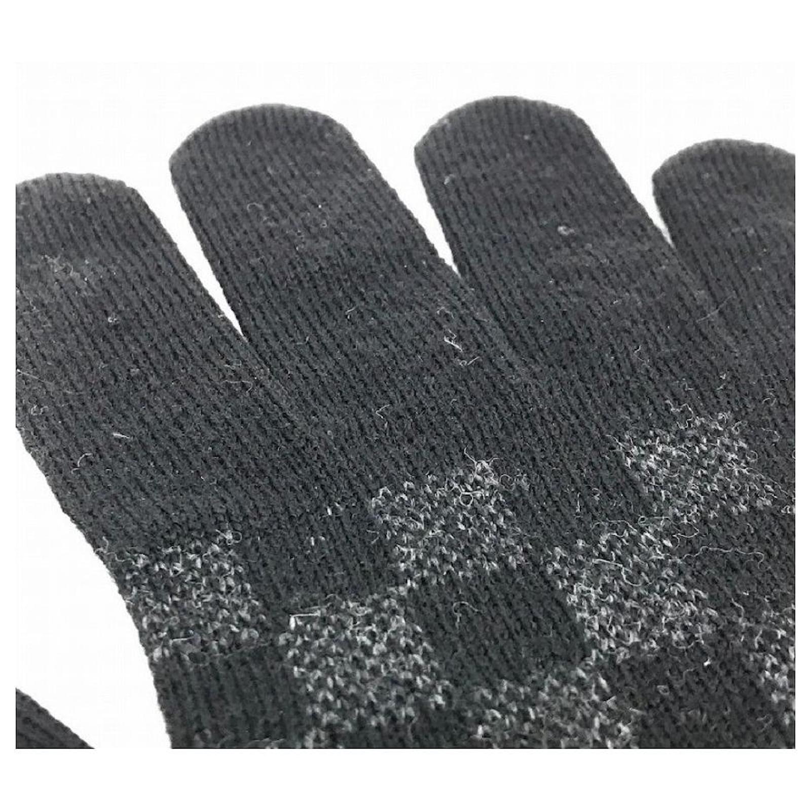 Louis Vuitton Black, Pattern Print Petit Damier Wool Gloves