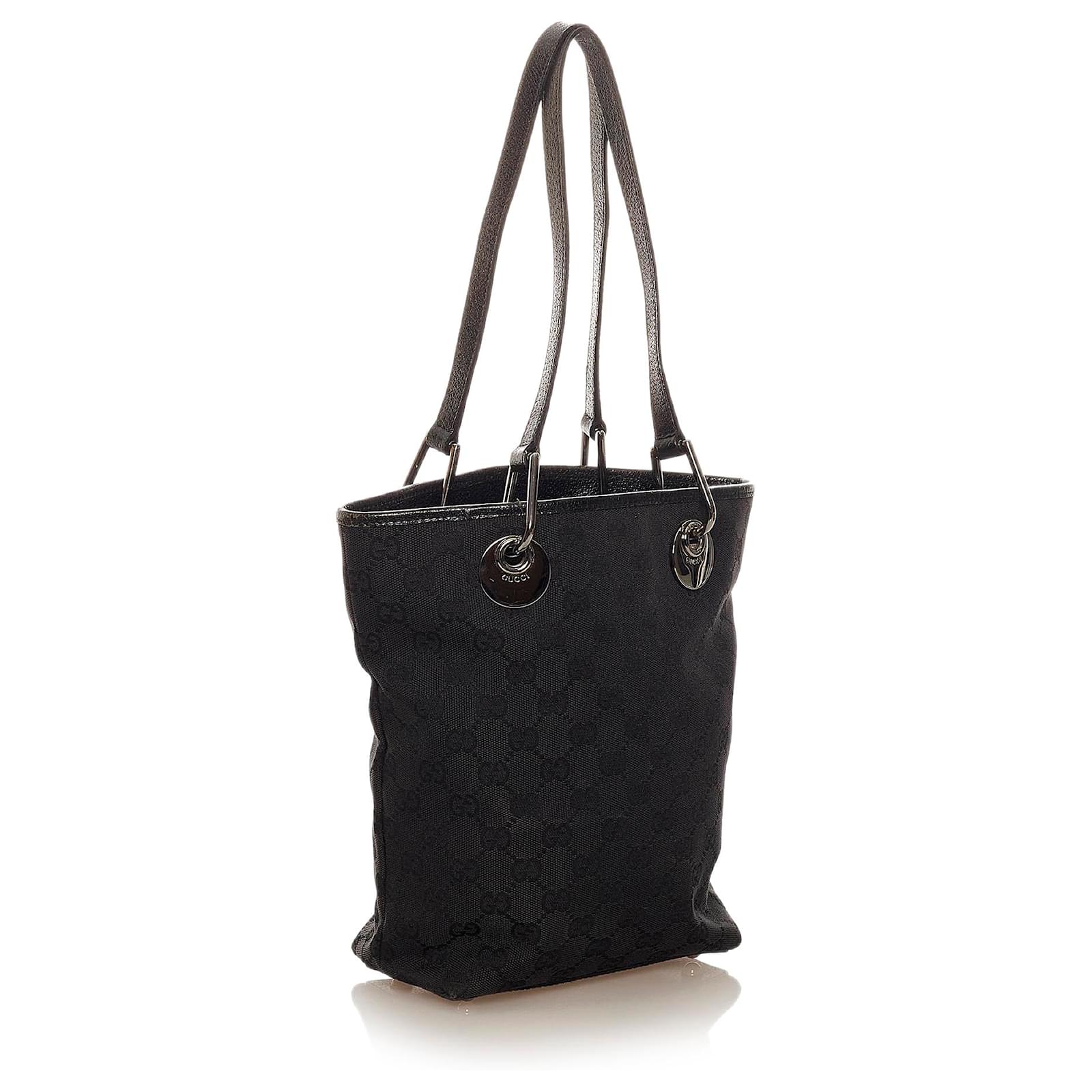 Gucci Black GG Canvas Eclipse Tote Bag Leather Cloth Ponystyle calfskin Cloth ref.449560 Joli