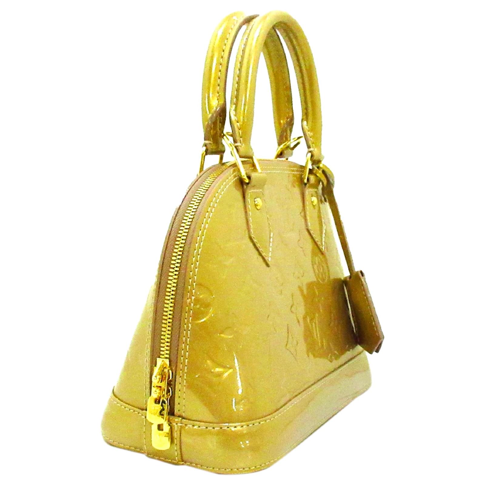 Louis Vuitton Yellow Monogram Vernis Alma BB Leather Patent leather  ref.955657 - Joli Closet