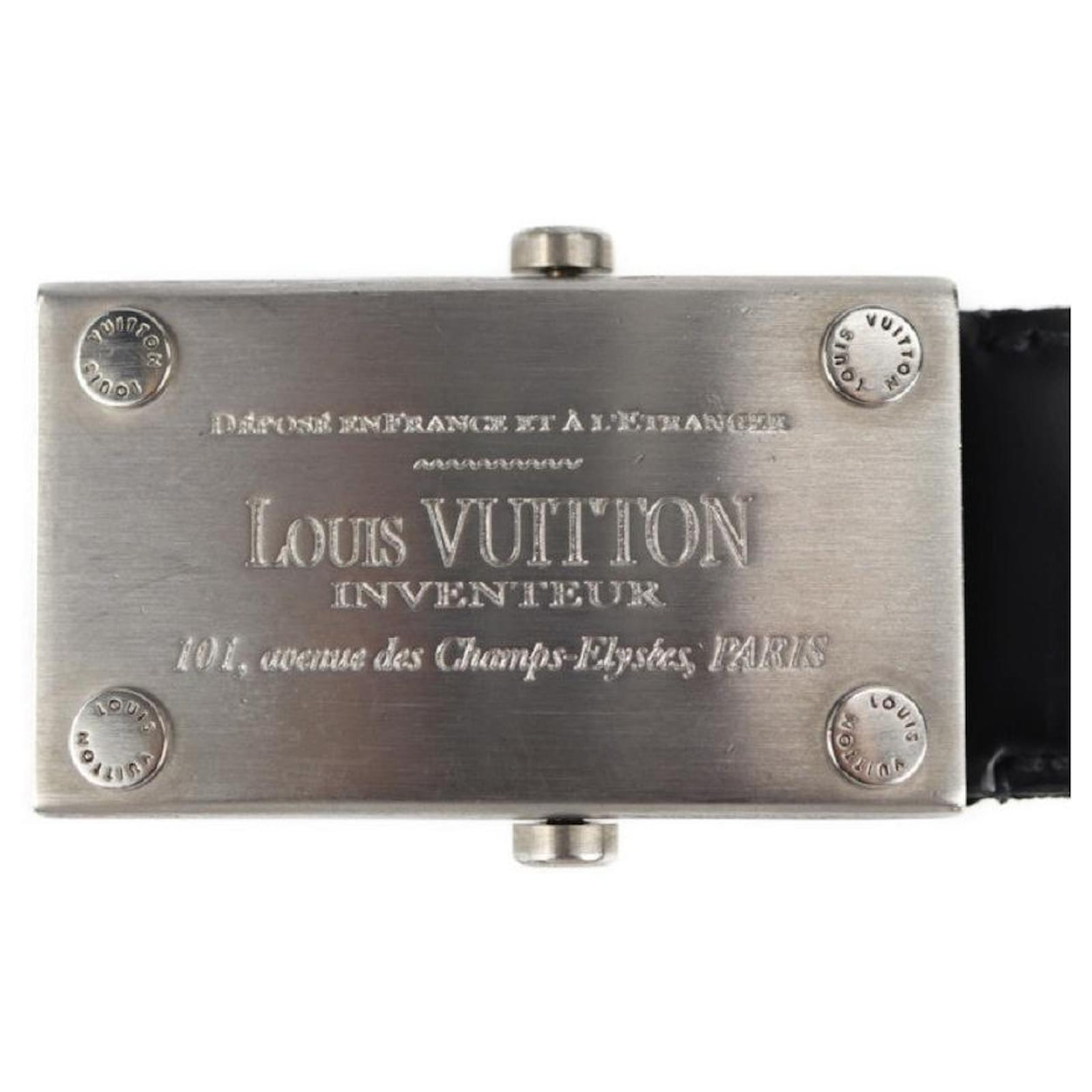 Used] LOUIS VUITTON Louis Vuitton Saint-Tur Bengal Belt M9801 Canvas Black  Silver Metal Fittings Notation Size 85/34 Silver hardware ref.449671 - Joli  Closet