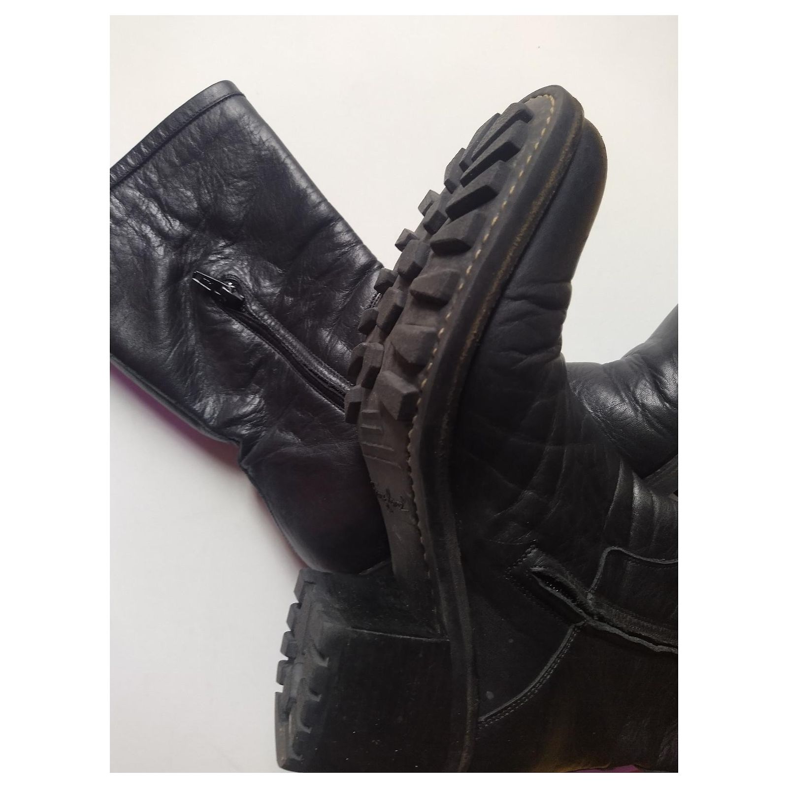 Bottines FREE LANCE En Cuir Noir - Pointure 40 - Talon 2-7 Cm - Bon état