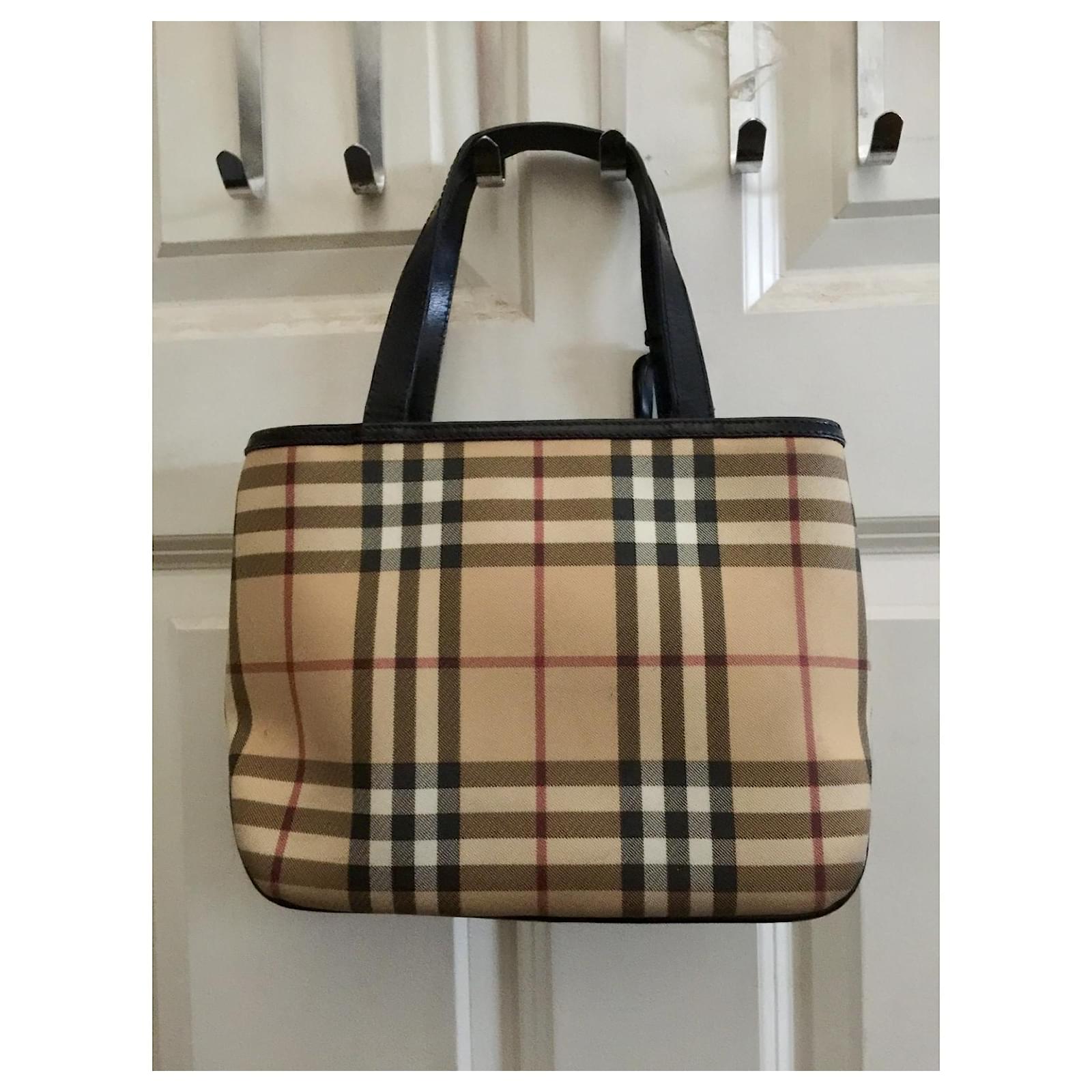 Authentic Vintage Burberry Nova Check Tote Handbag Multiple colors Leather  Cloth ref.450630 - Joli Closet