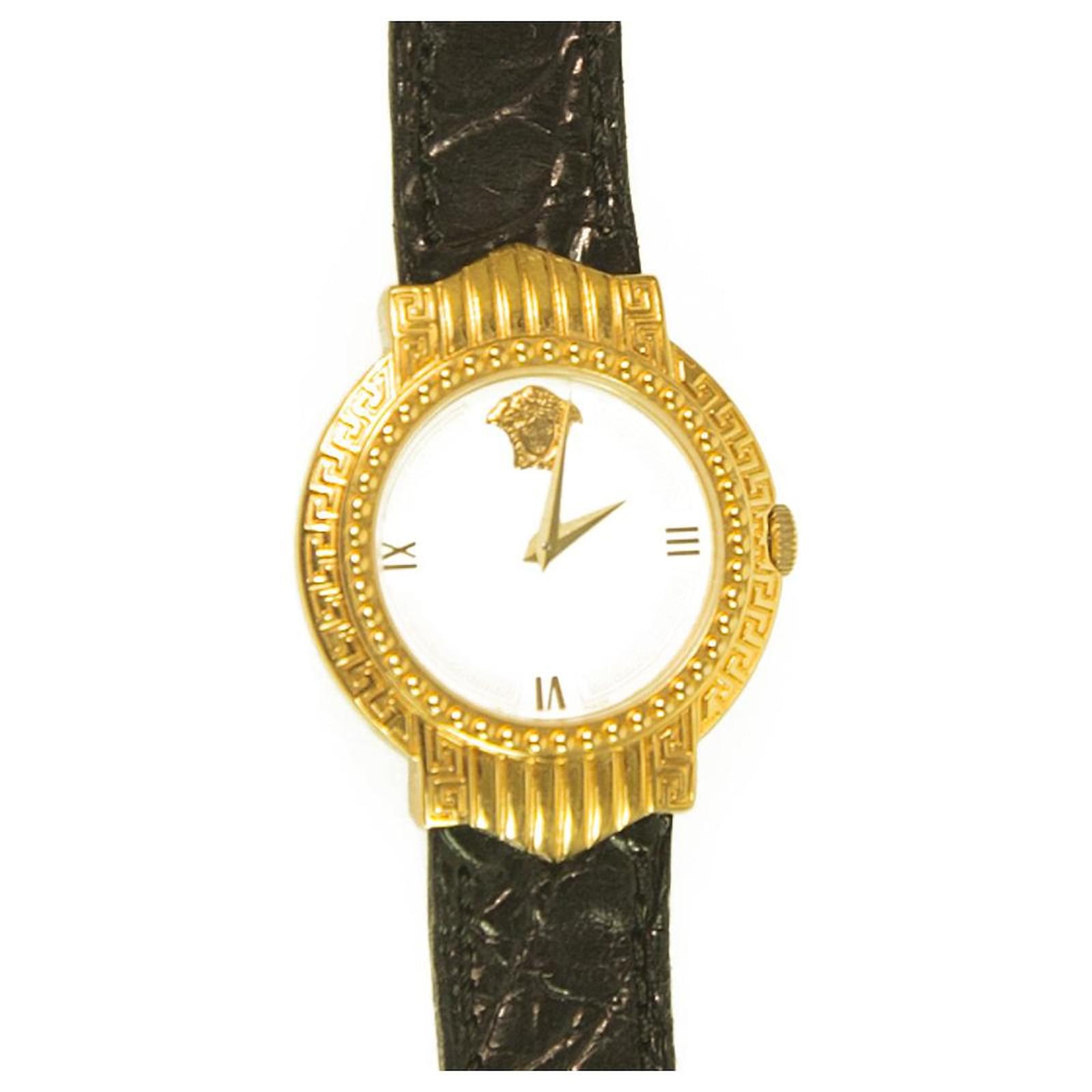 Gianni Versace Signature Medusa Gold Plated Leather Women's Wristwatch 30MM