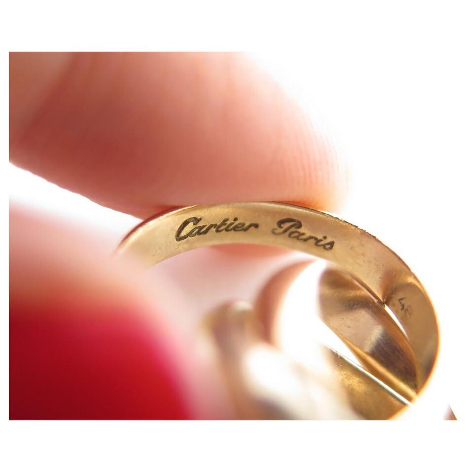 Cartier Trinity ring 3 YELLOW GOLD ROSE WHITE 18k t48 b4052700 GOLD RING  Golden ref.455516 - Joli Closet