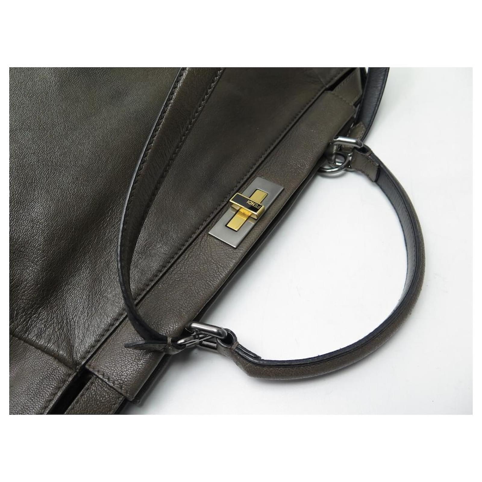 Fendi Black Leather Large Peekaboo Satchel Bag - 8Bn210
