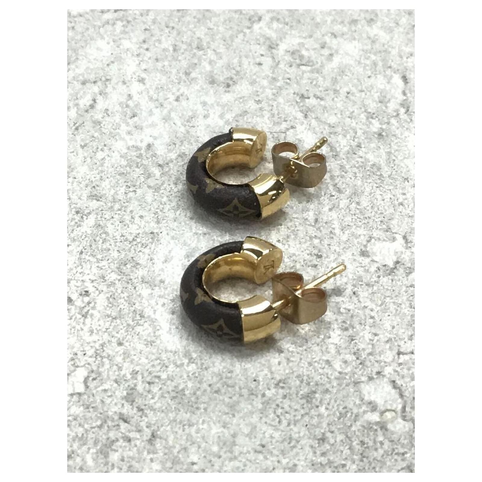 Louis Vuitton Monogram Wild Mini Hoop Earrings - Brown, Brass Hoop