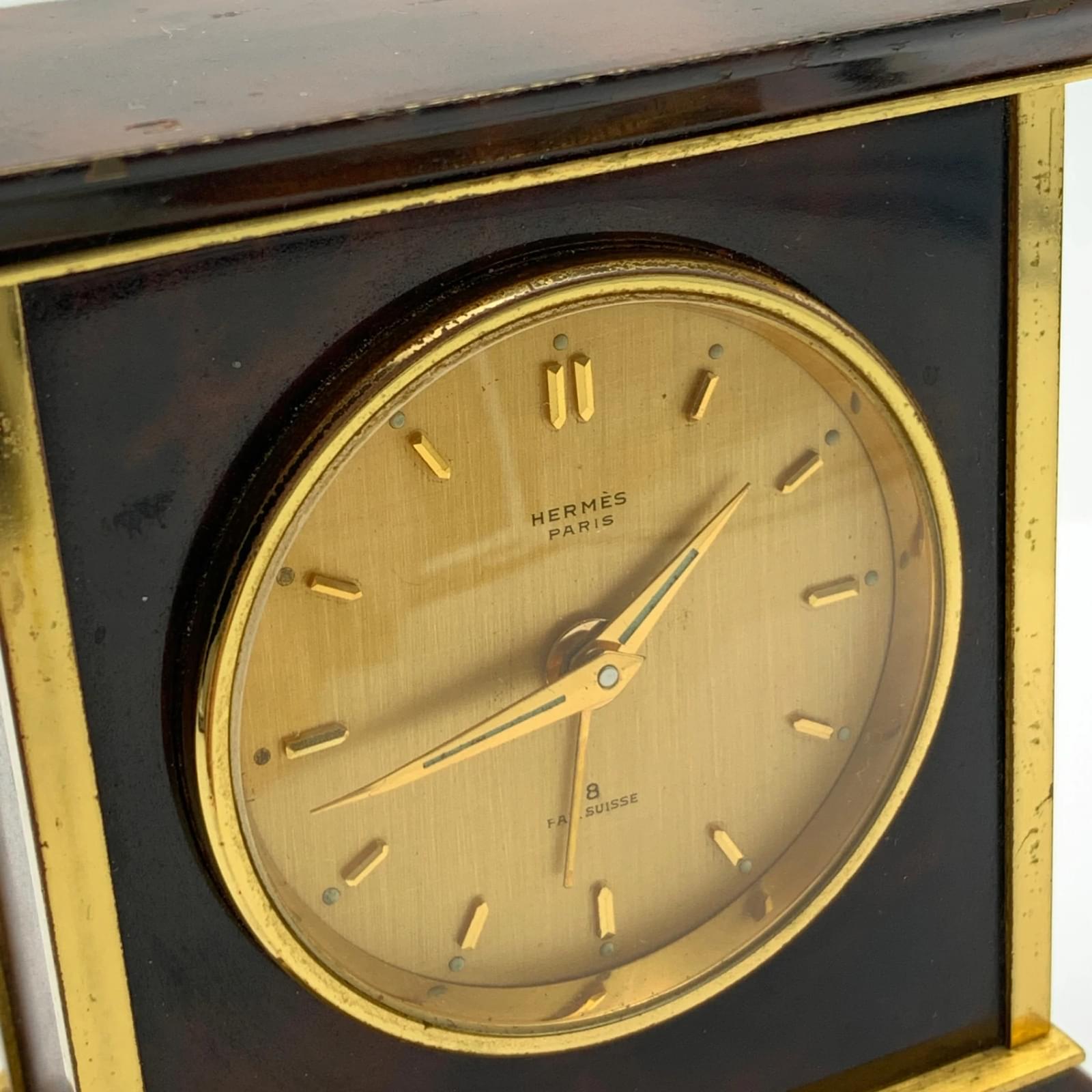 Hermès Hermes Paris Vintage Mechanical Table Travel Alarm Clock 1227