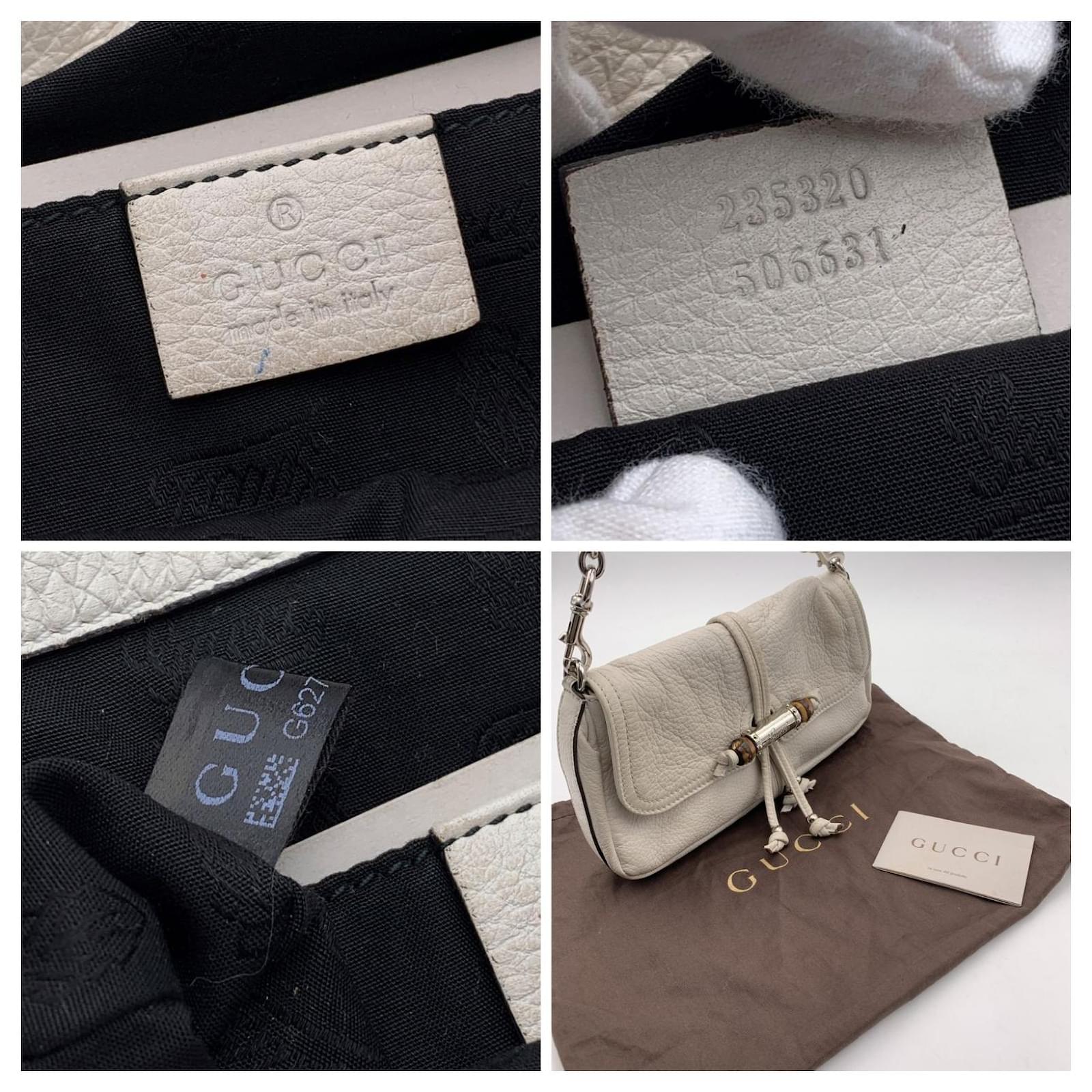 Gucci White Leather Bamboo Croisette Handbag Small Shoulder Bag