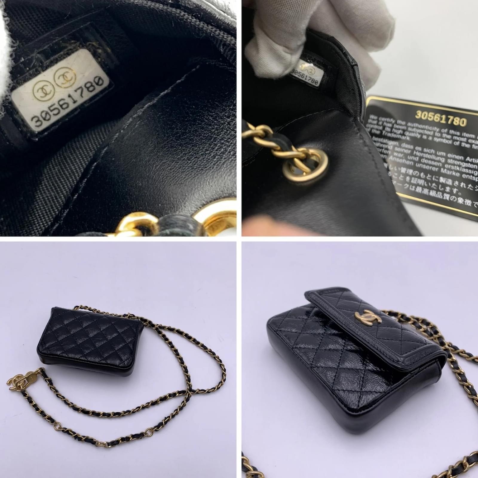 Chanel Black Patent Leather Micro Flap Chain Belt Bag or Necklace  ref.456427 - Joli Closet